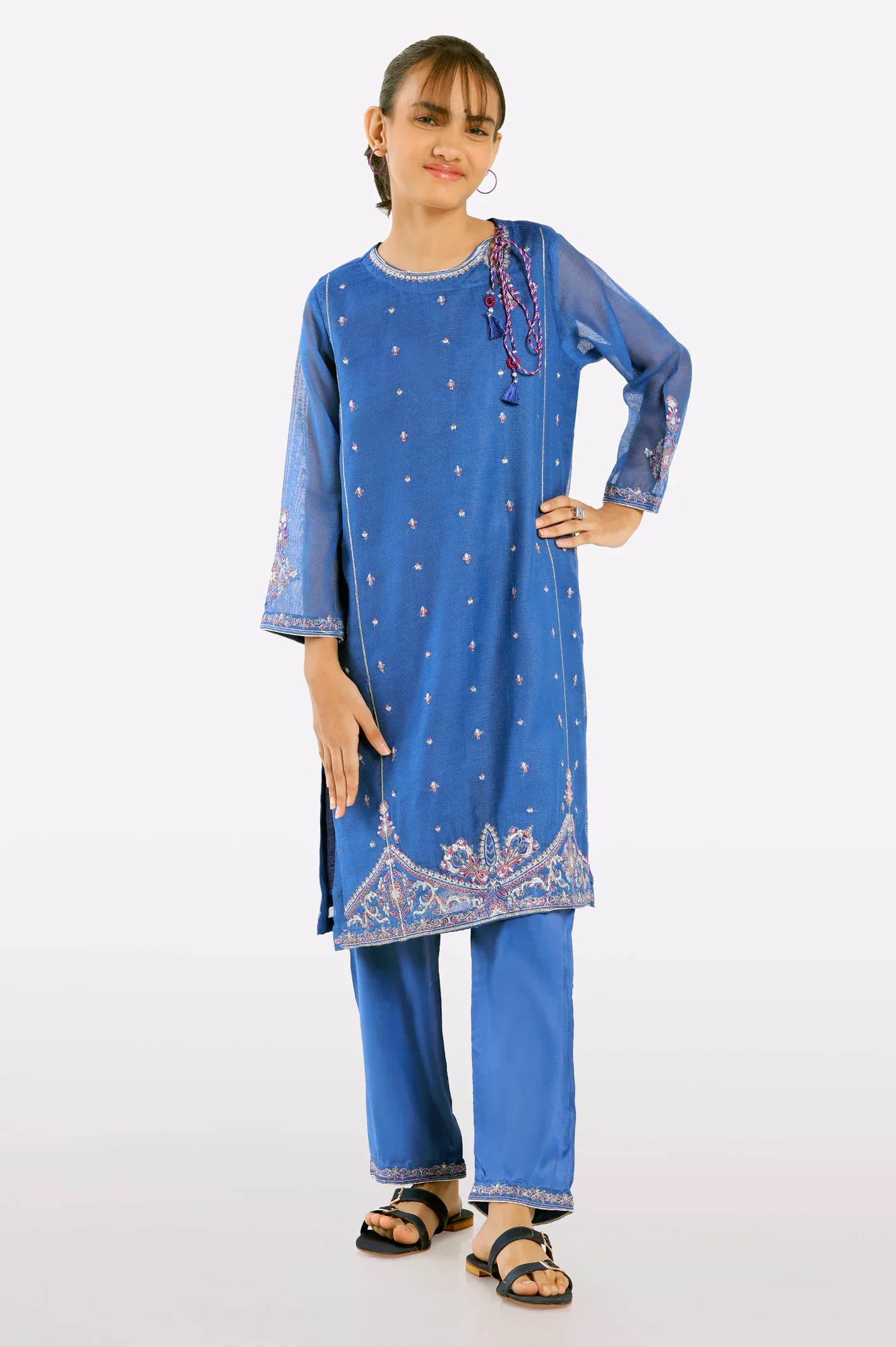 Blue Embroidered Girls 2PC - Image 2