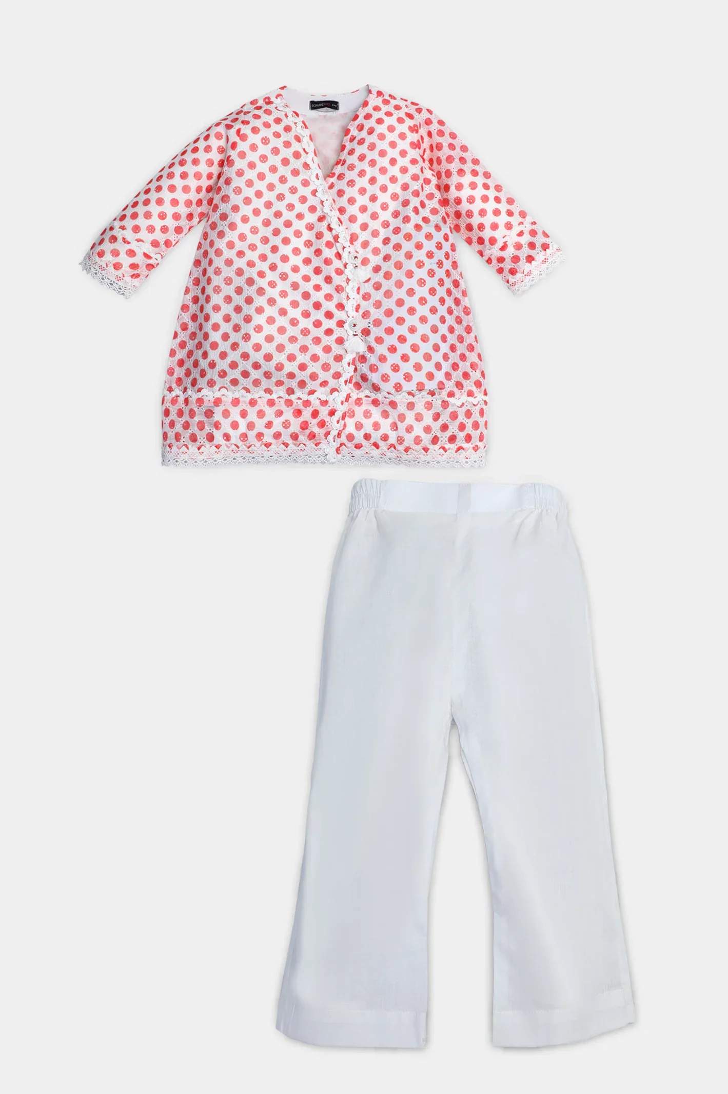 White Printed Girls 2PC