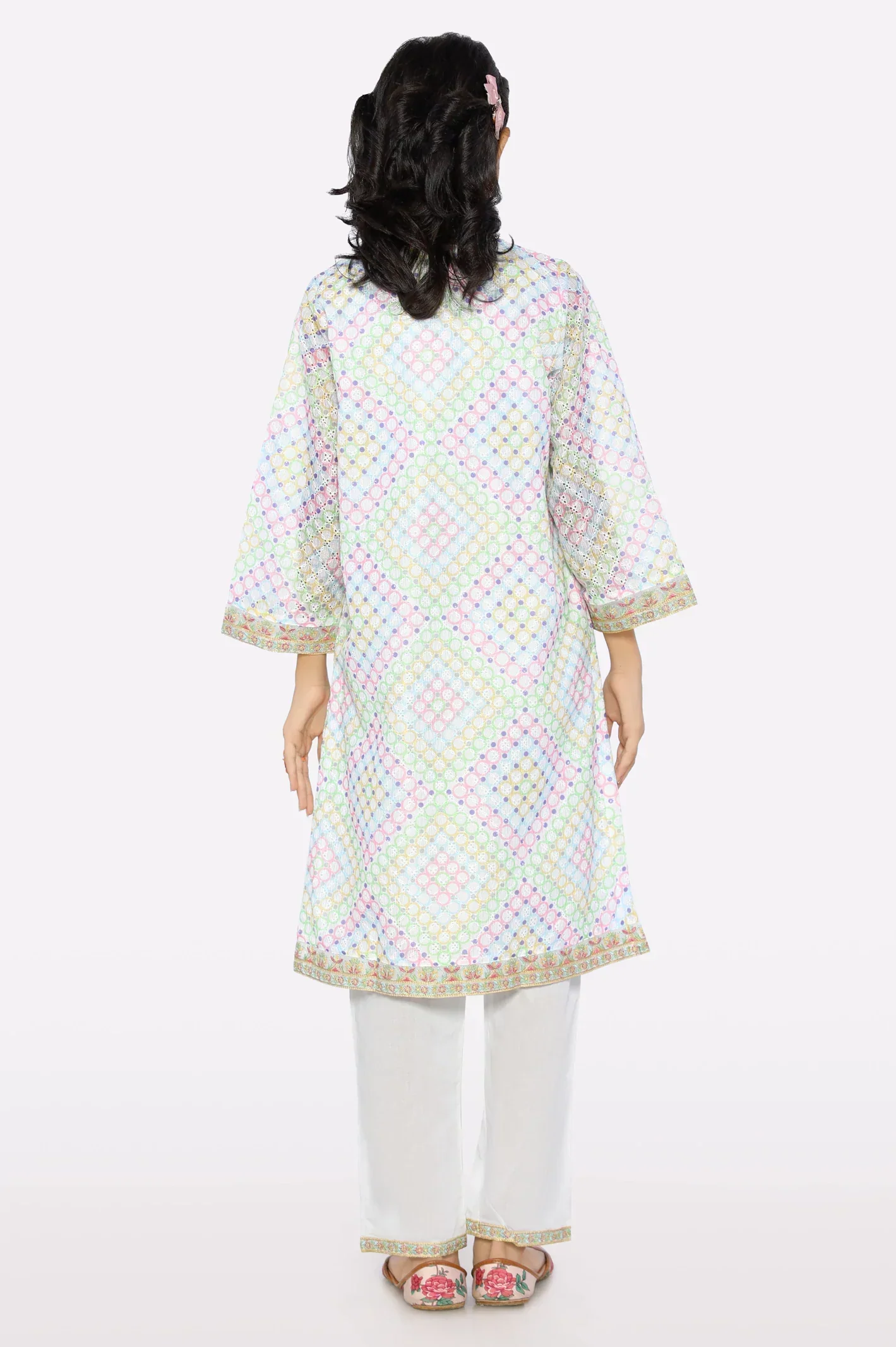 Embroidered Schiffli-Yellow 2PC - Image 3