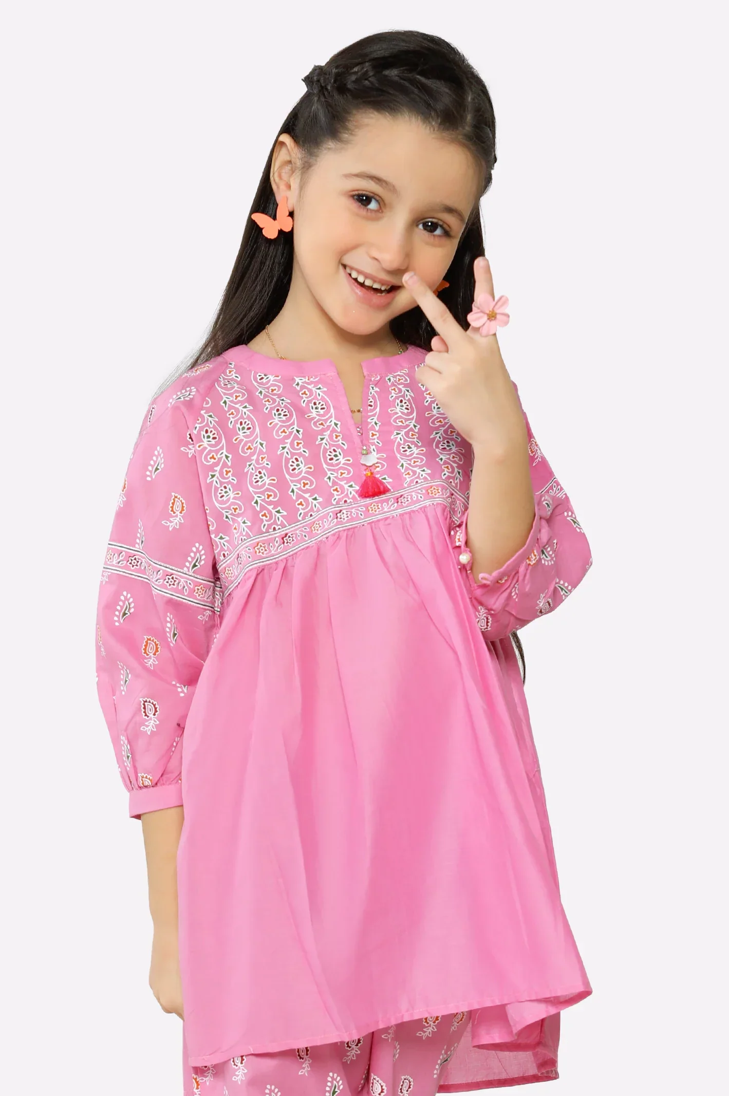 Light Pink Block Printed Girls 2PC - Image 2