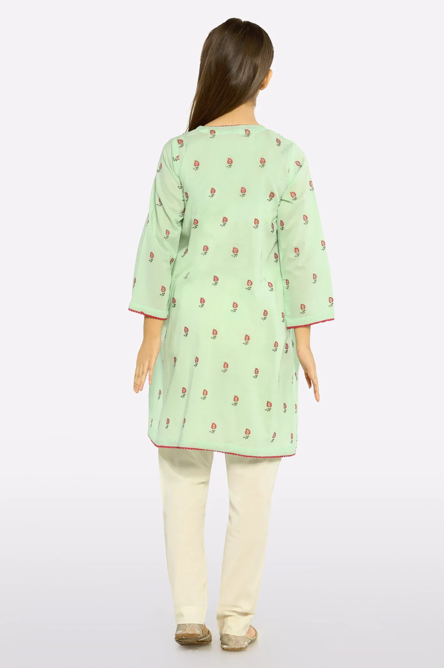 Light Green Printed Girls Kurti - Image 3