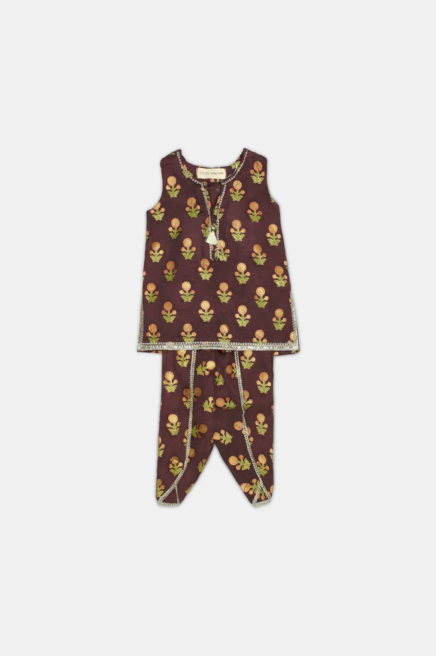 Raw Silk Printed Infant 2PC