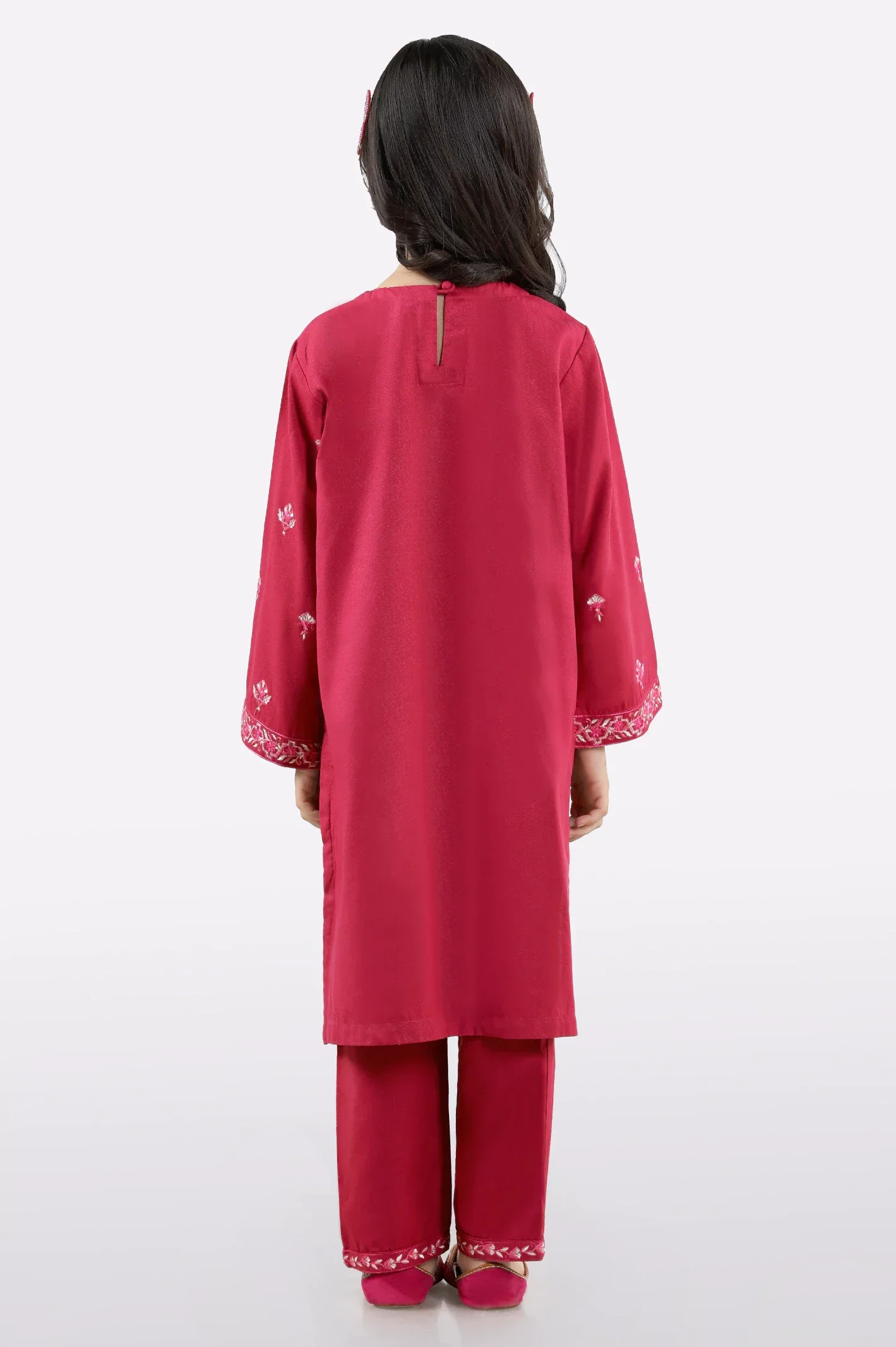 Pink Embroidered Girls 2PC - Image 3