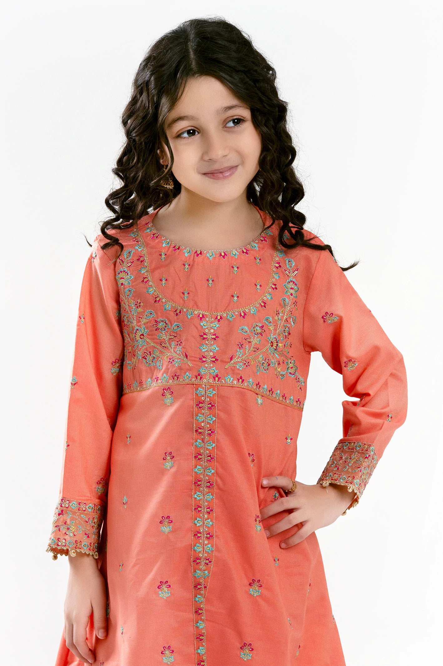 Cotton Blend Mesuri-Peach Girls 2PC - Image 2