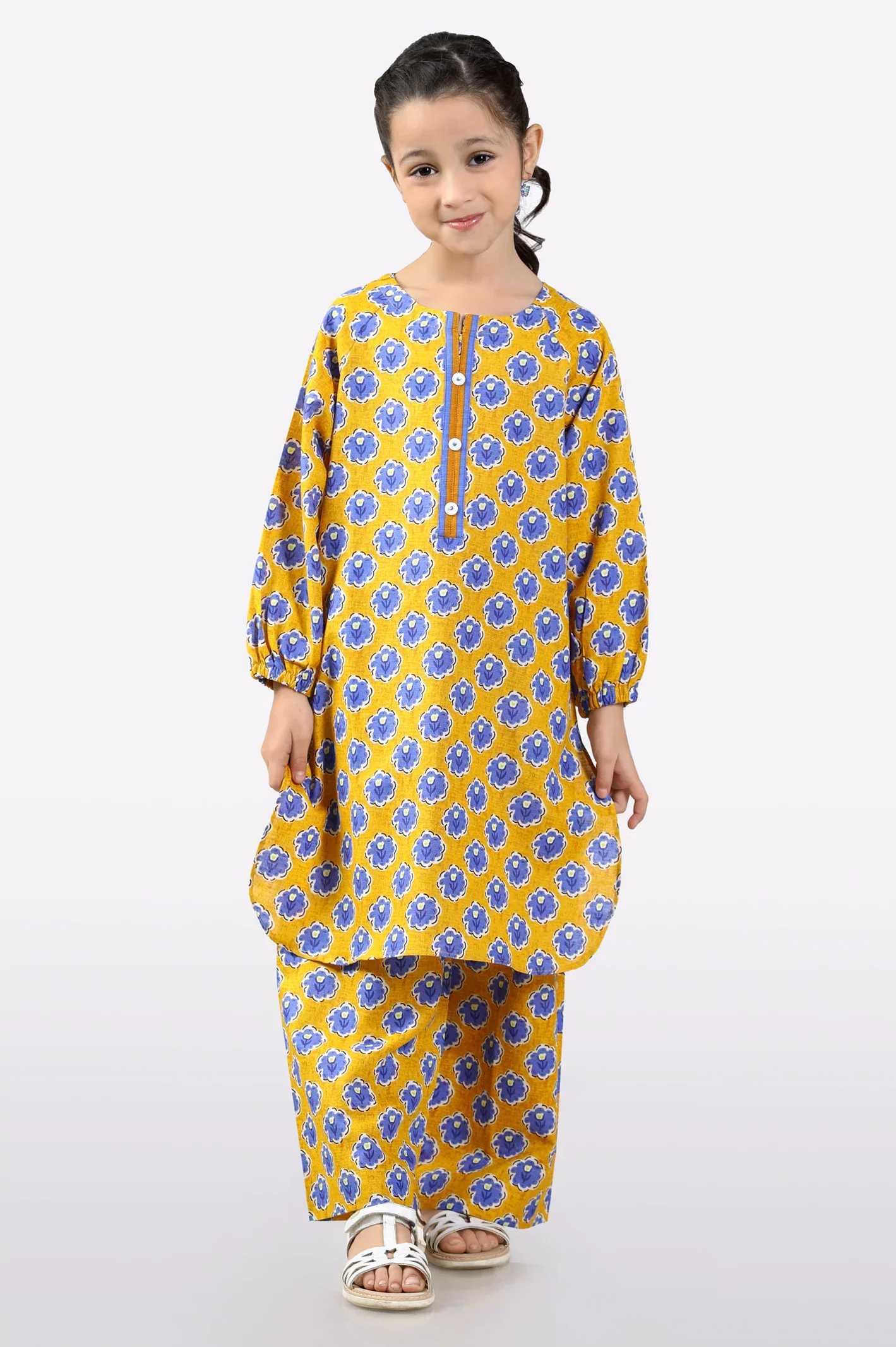 Yellow Printed Girls 2PC - Image 2