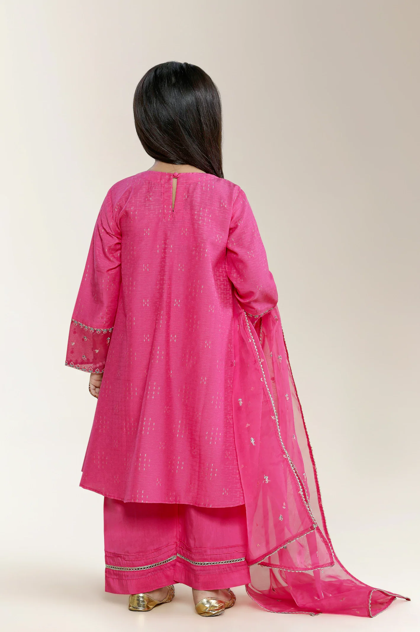 Embroidered Cotton Pink Girls 2PC - Image 4