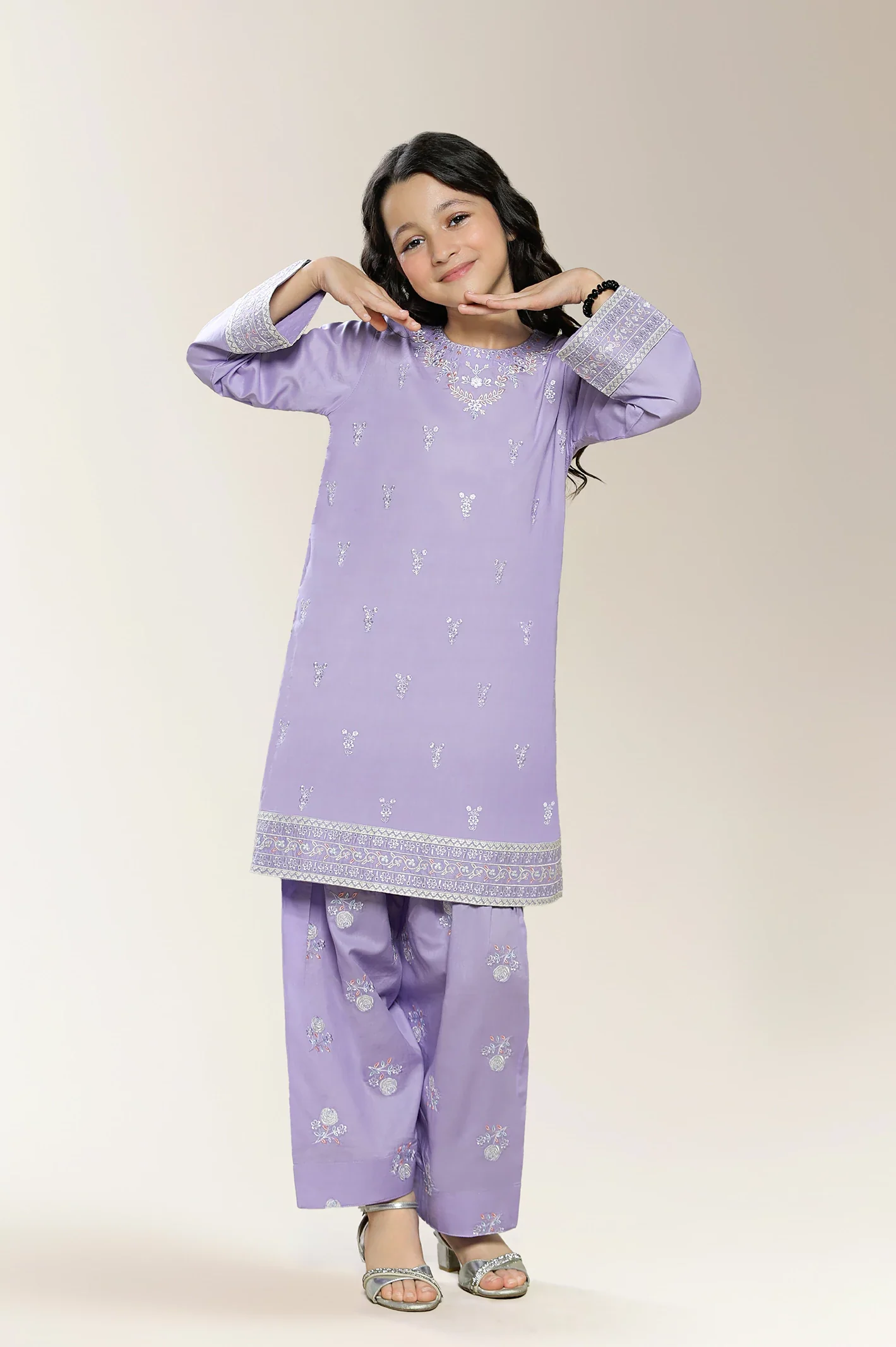 Embroidered Lilac Girls 2PC