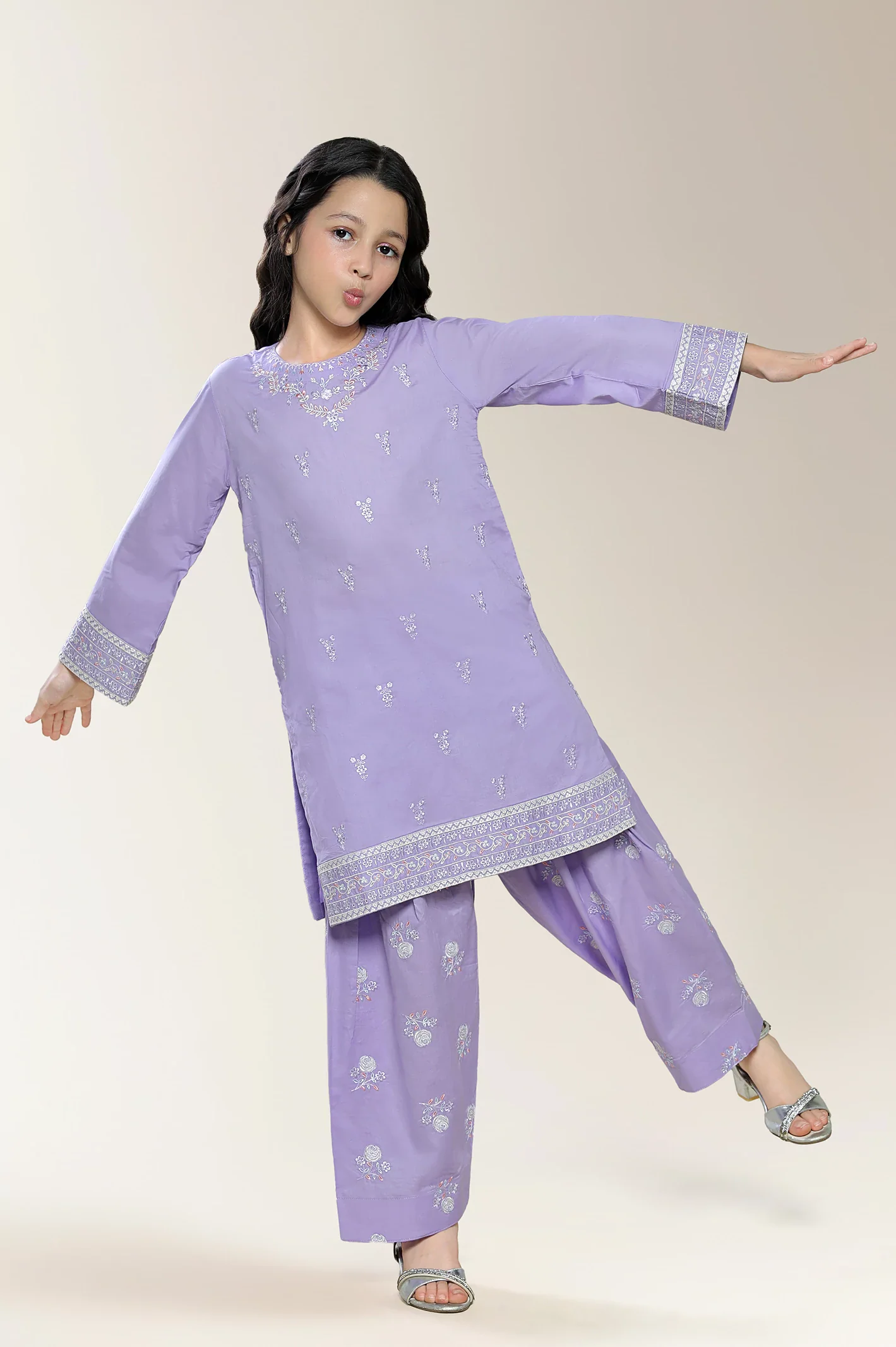 Embroidered Lilac Girls 2PC - Image 4