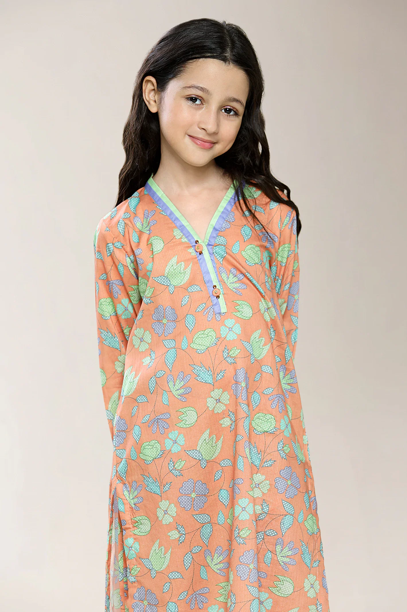 Printed Peach Girls 2PC - Image 2
