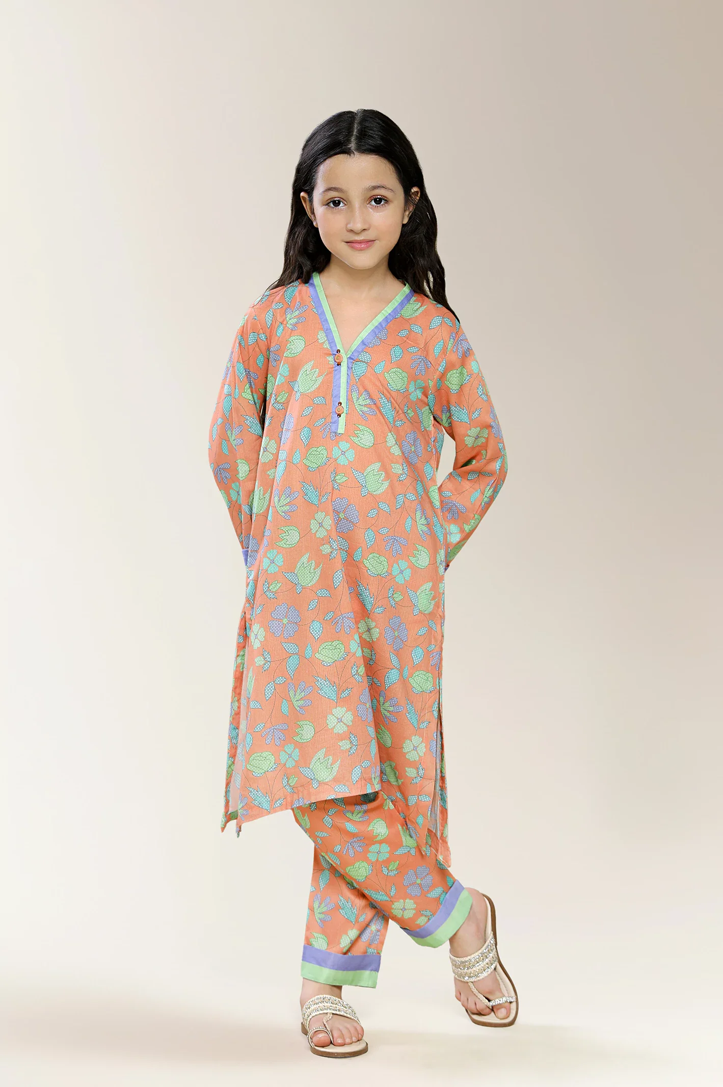 Printed Peach Girls 2PC - Image 3