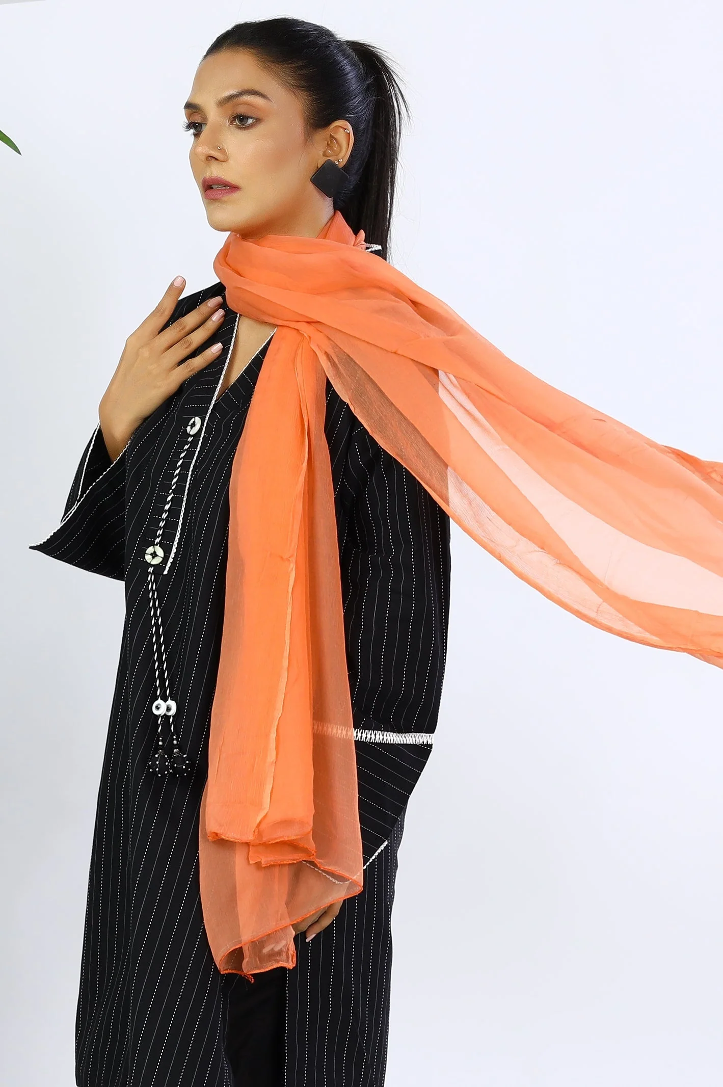 Orange Chiffon Dupatta for Women - Image 2