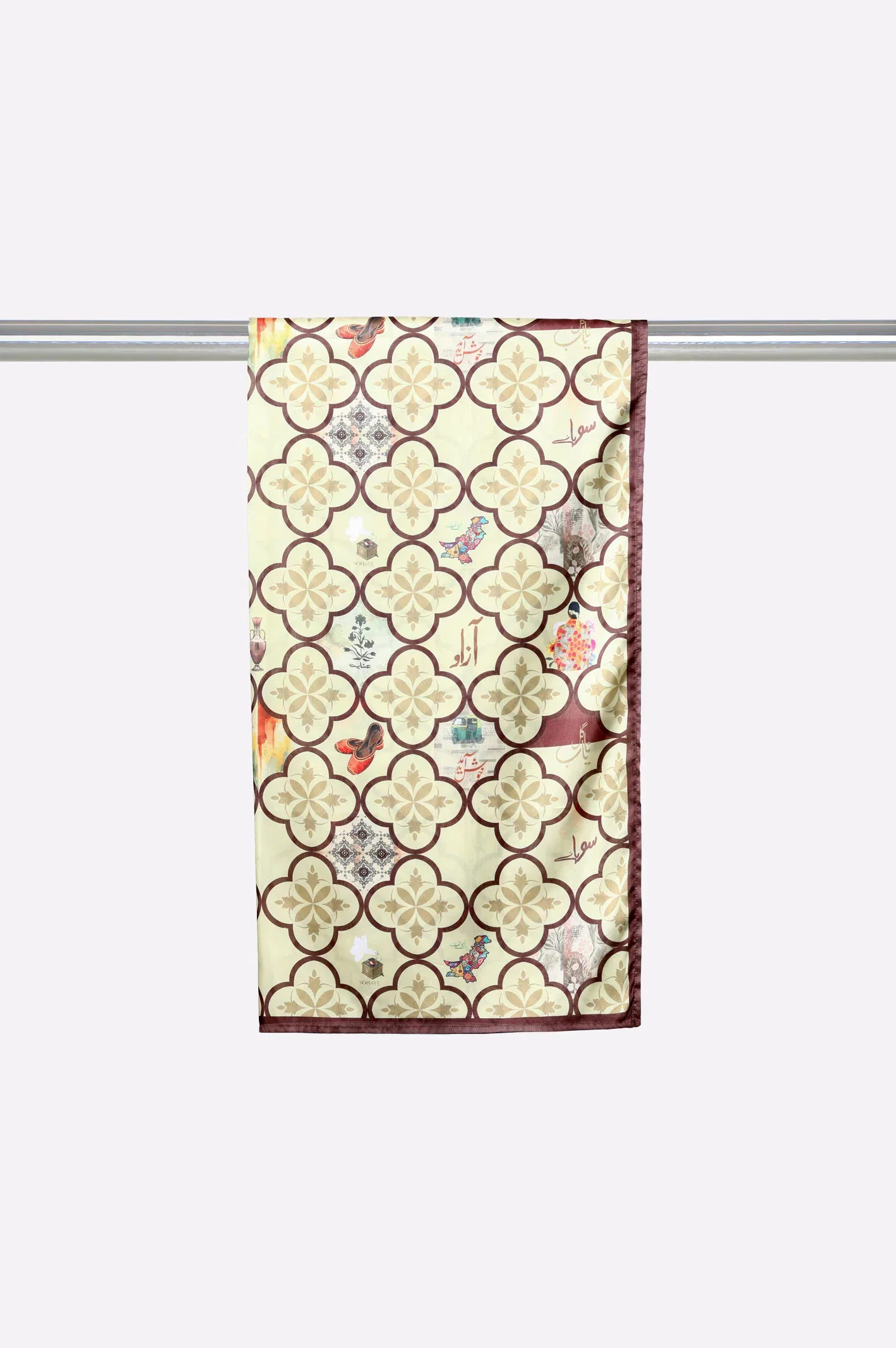Poly Silk Printed Stole-Green - Image 3