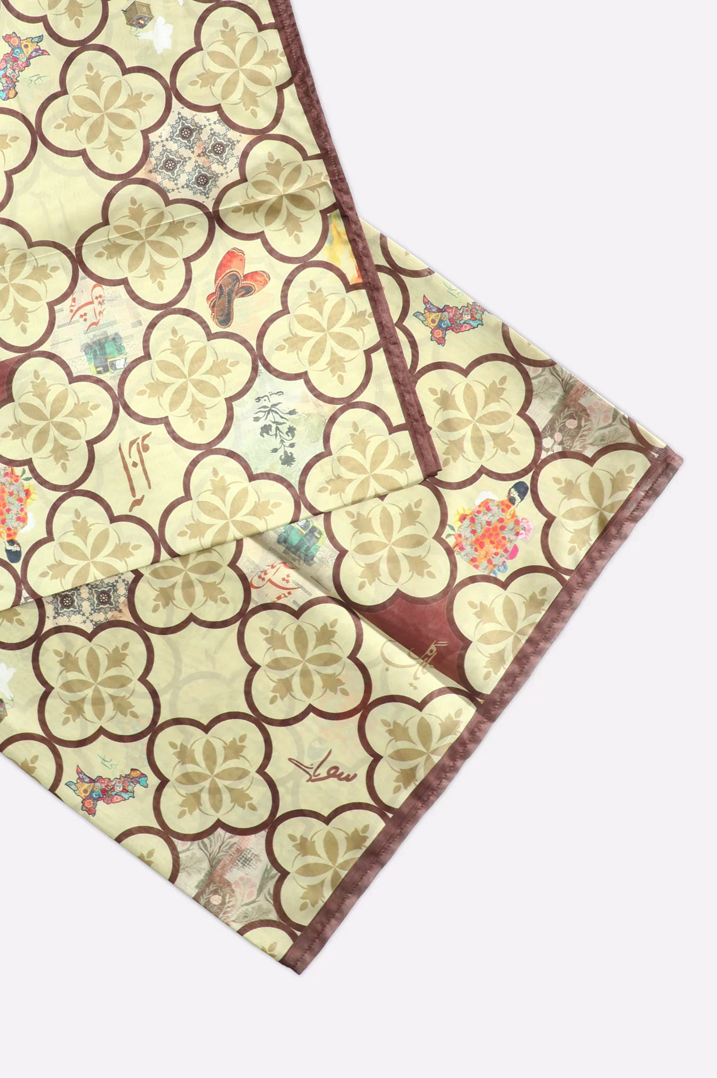 Poly Silk Printed Stole-Green - Image 4