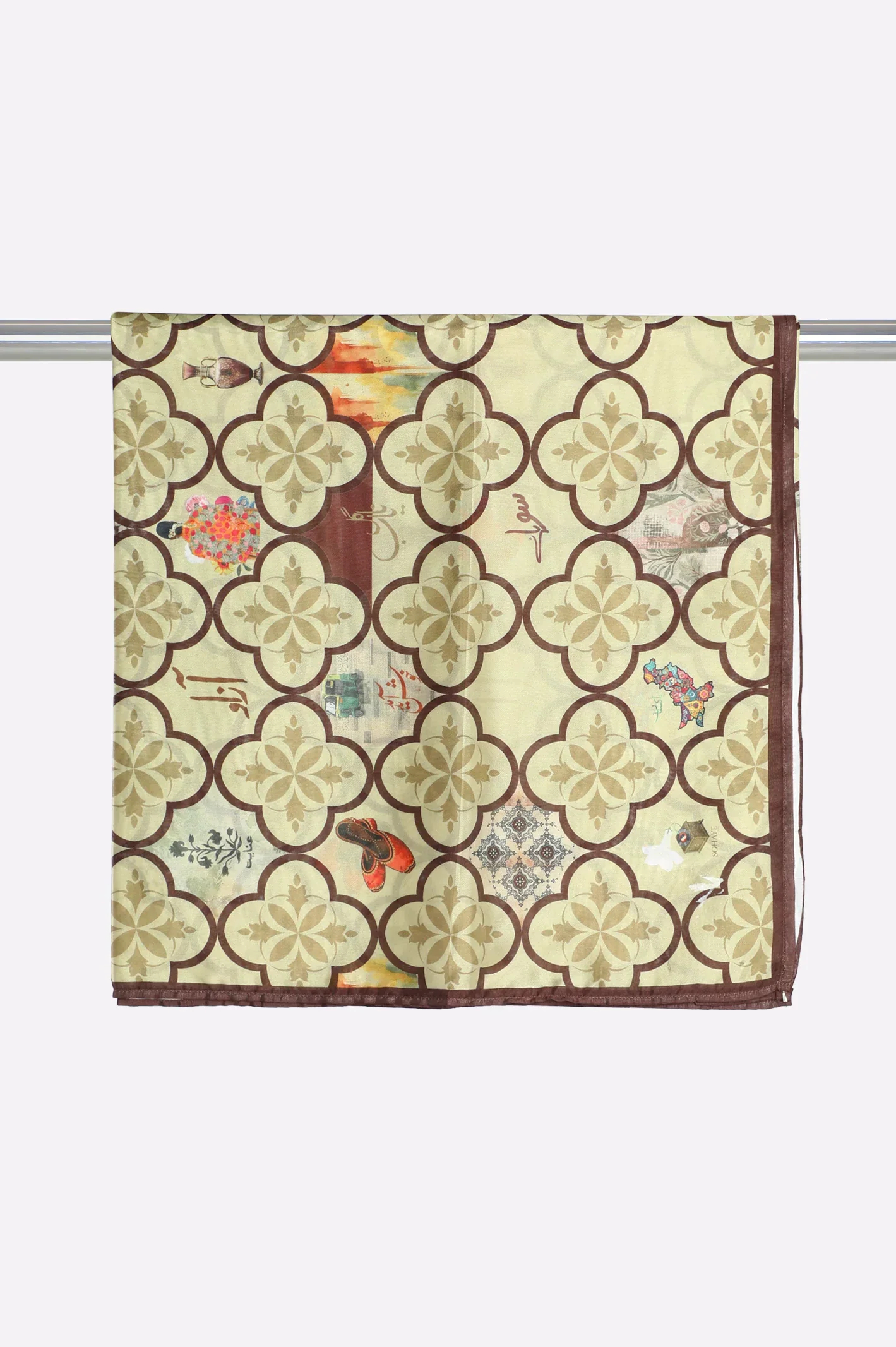 Poly Silk Printed Stole-Green - Image 5