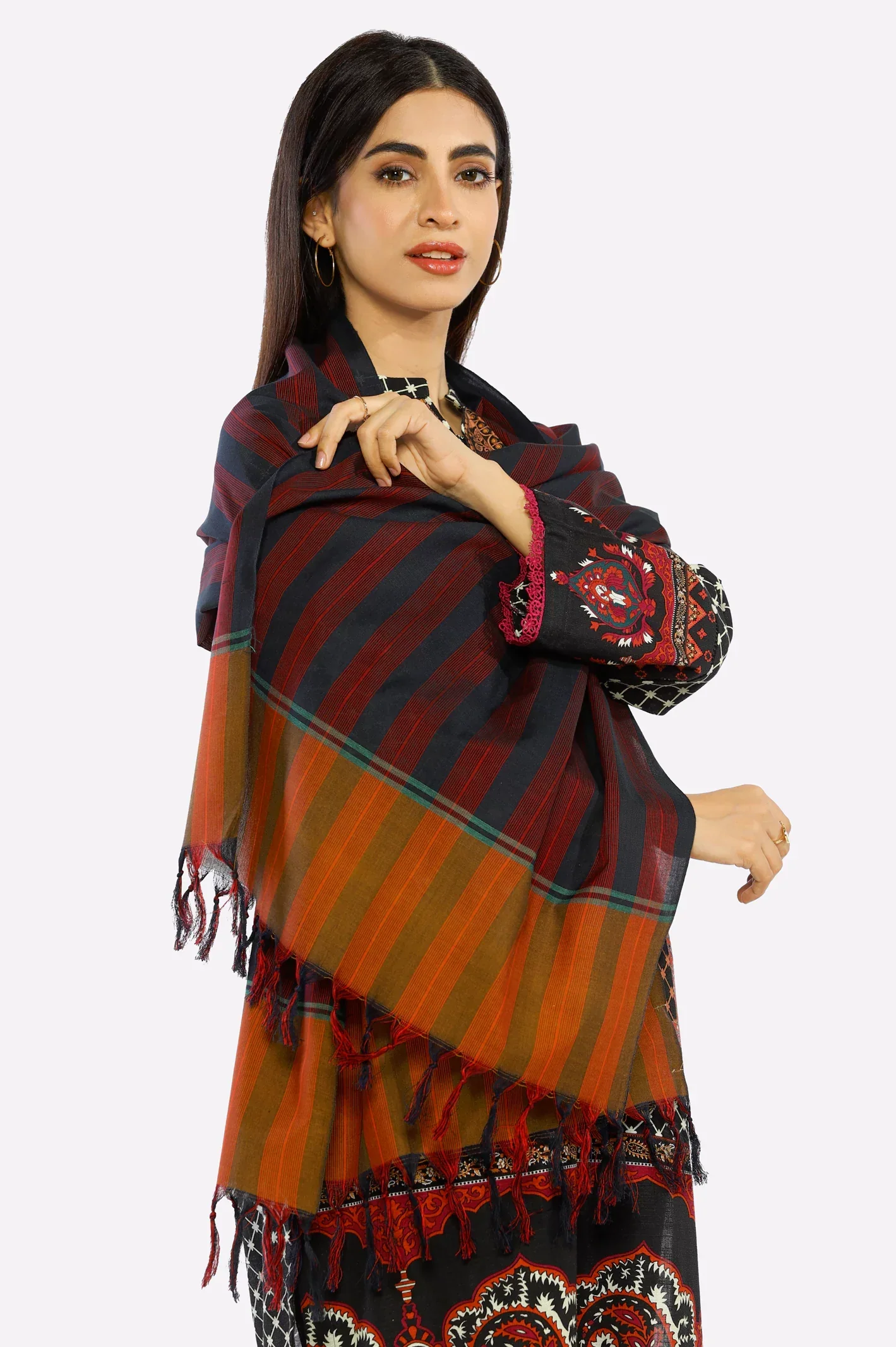 Maroon Crinkle Chiffon Dupatta - Image 3