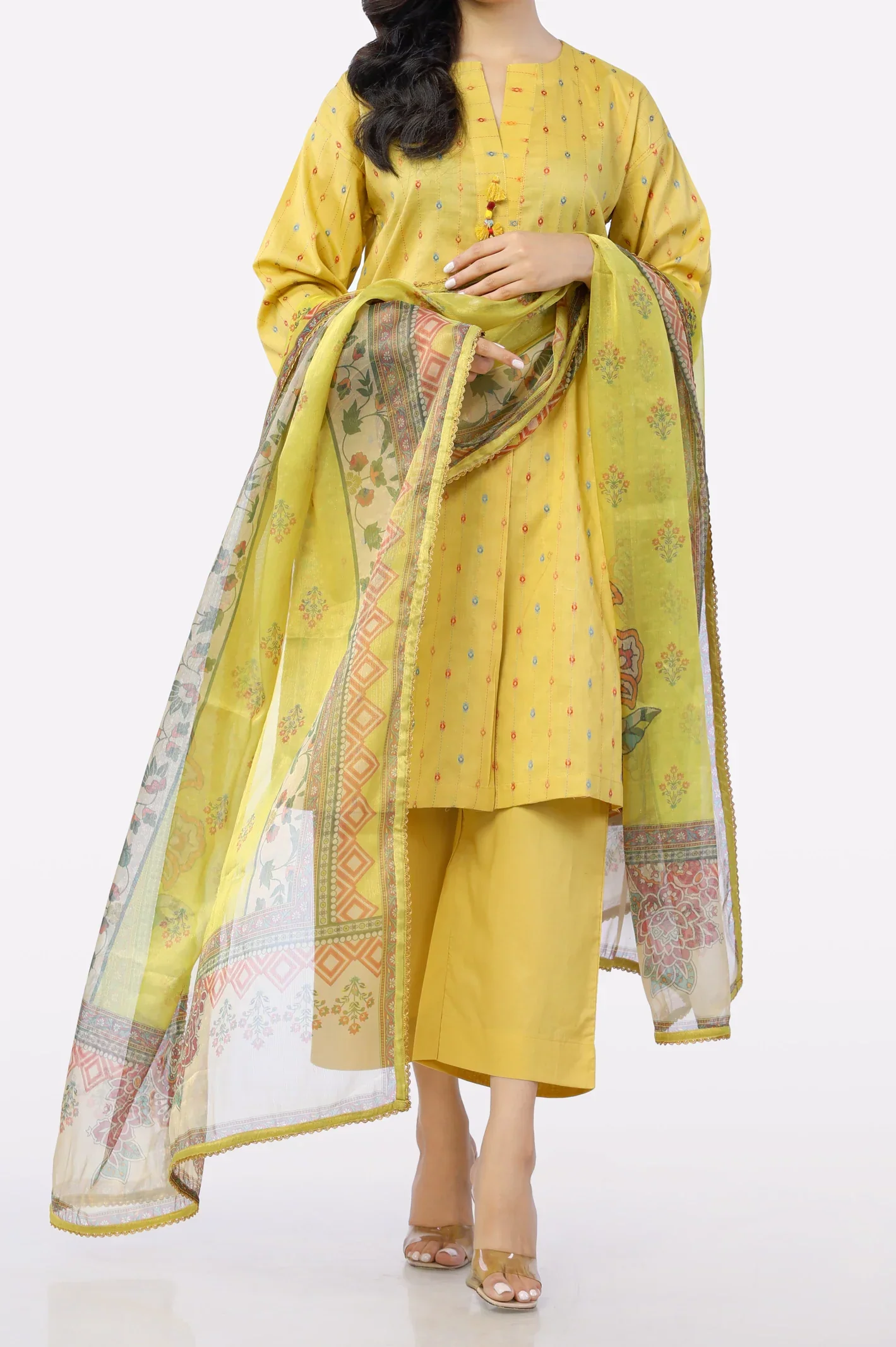 Lime Printed Dupatta for Women - Image 3
