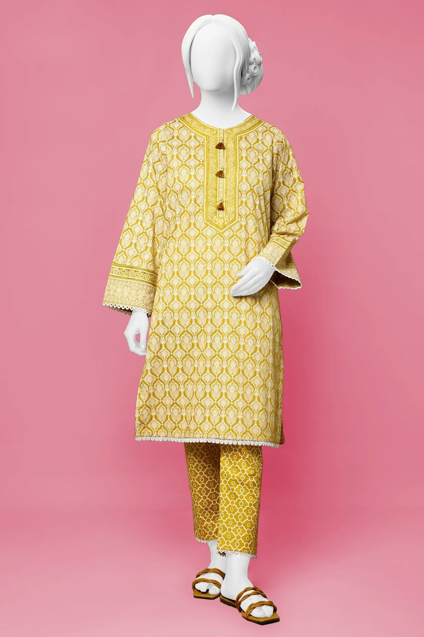 2PC Cotton Mustard Suit