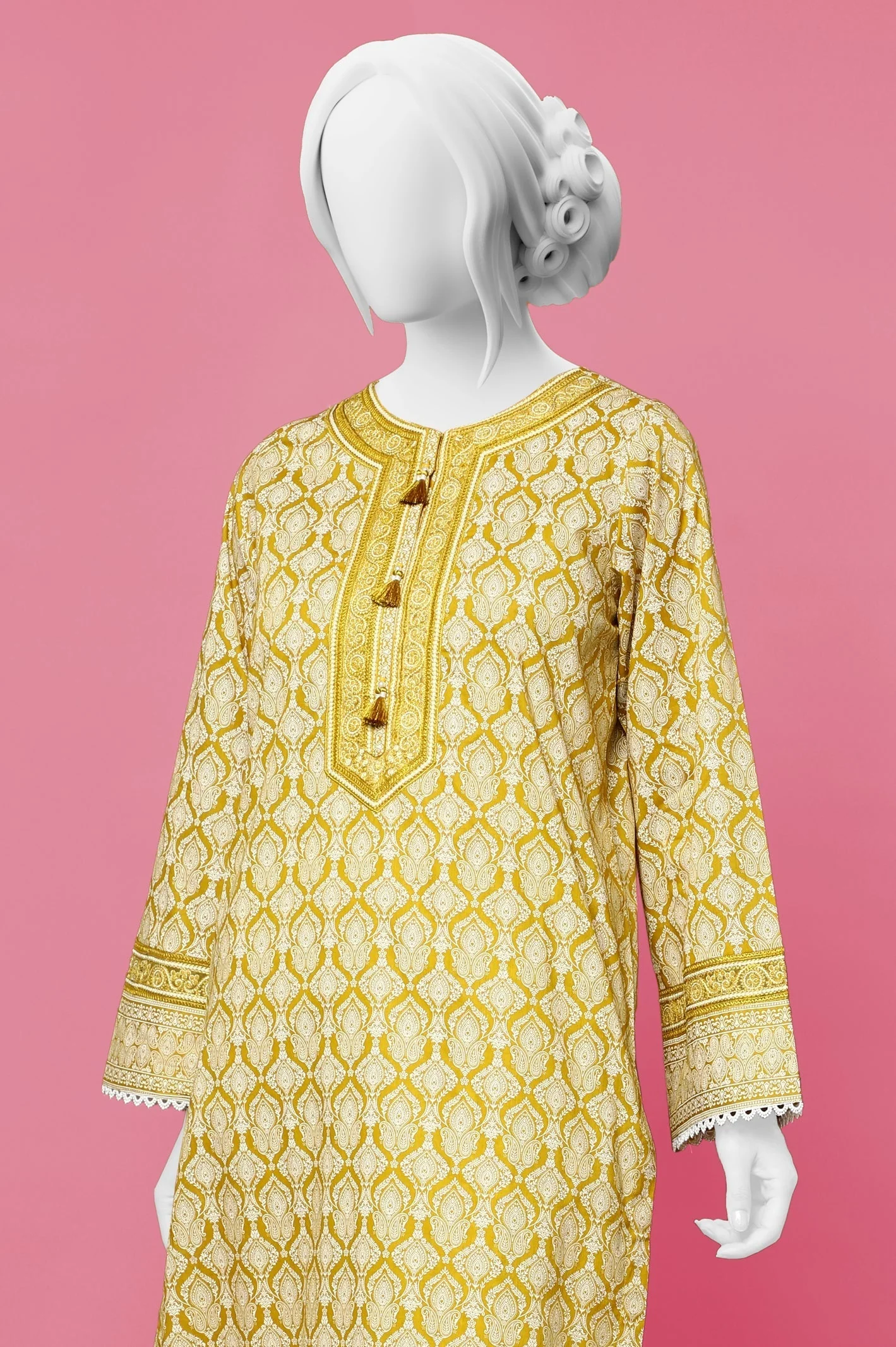 2PC Cotton Mustard Suit - Image 2