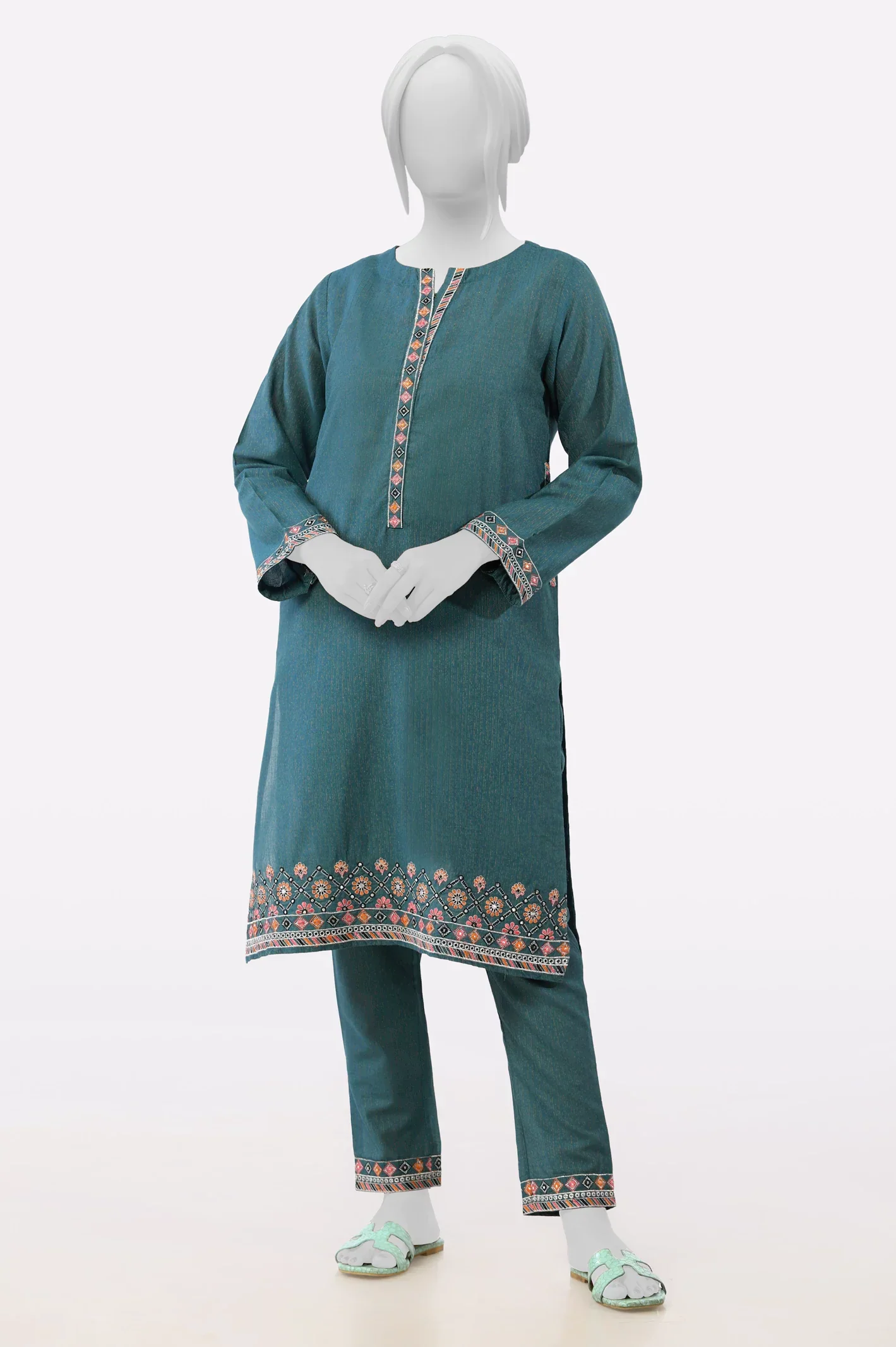 Green Embroidered 2PC