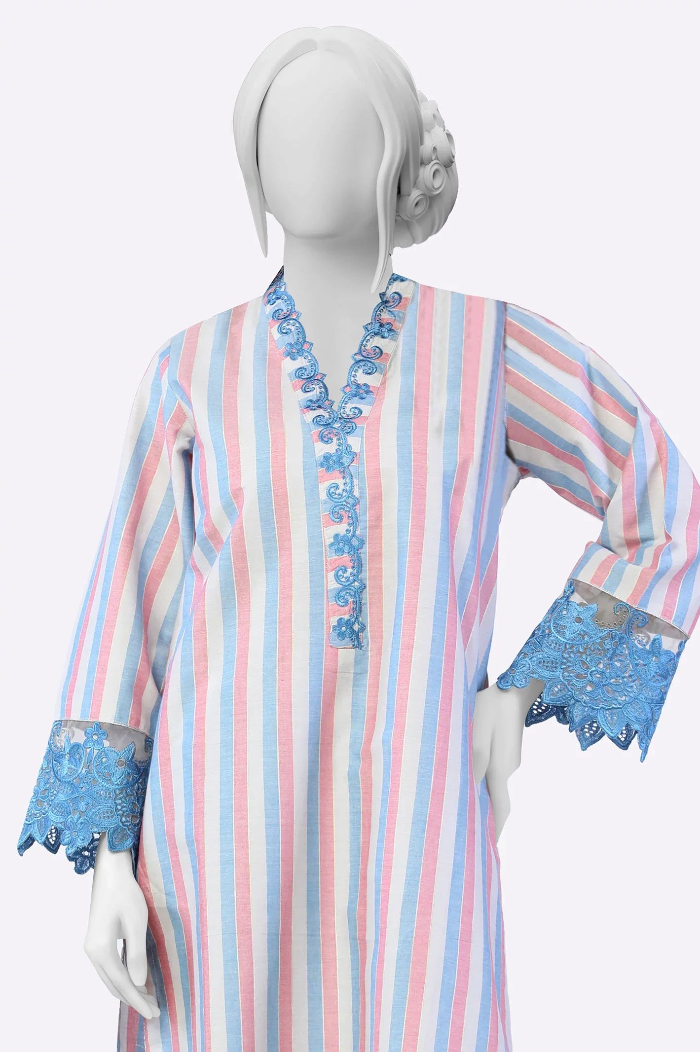Light Grey Embroidered 2PC - Image 2