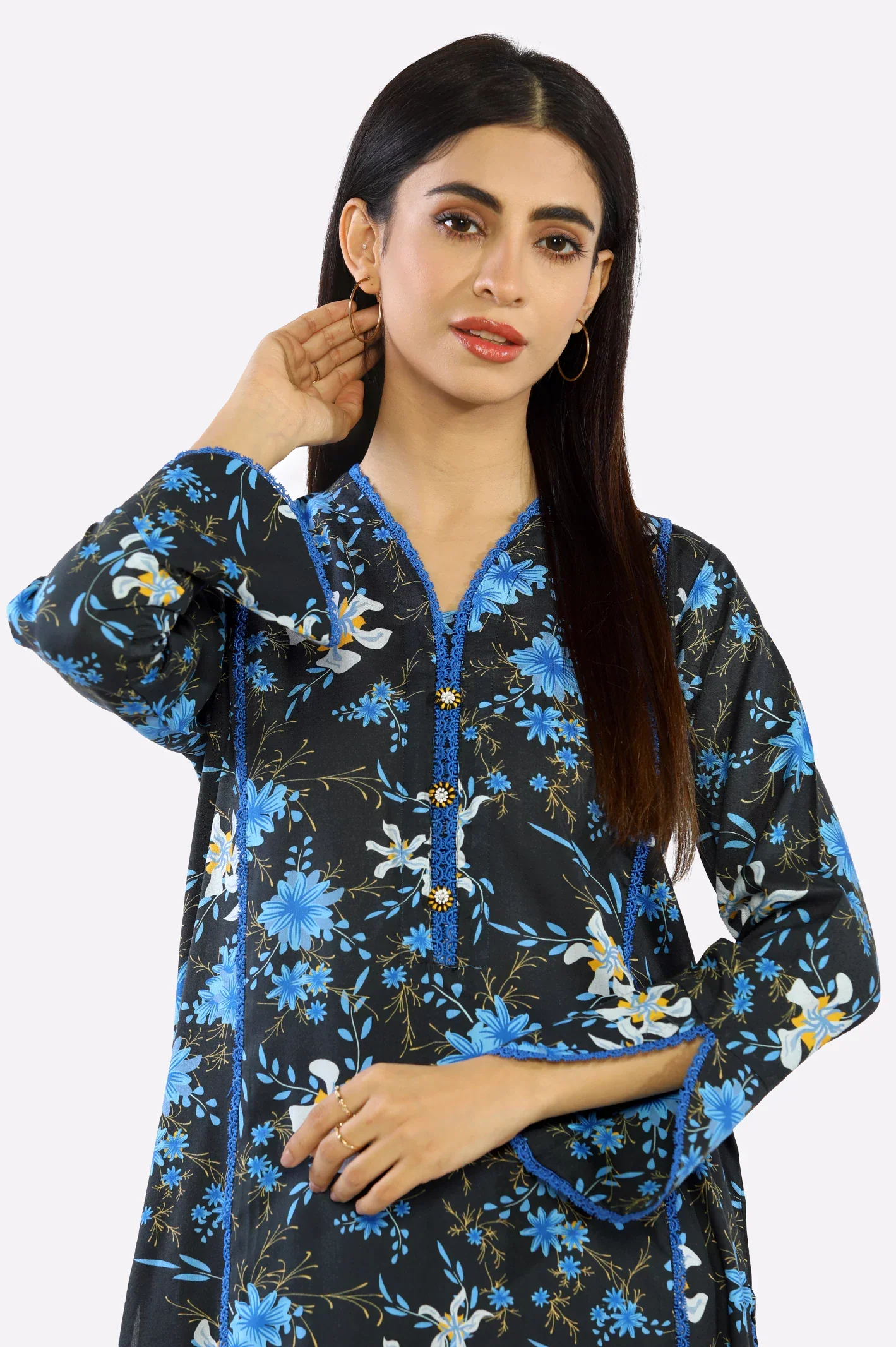 2PC Black Ready To Wear Printed Suit - Image 3