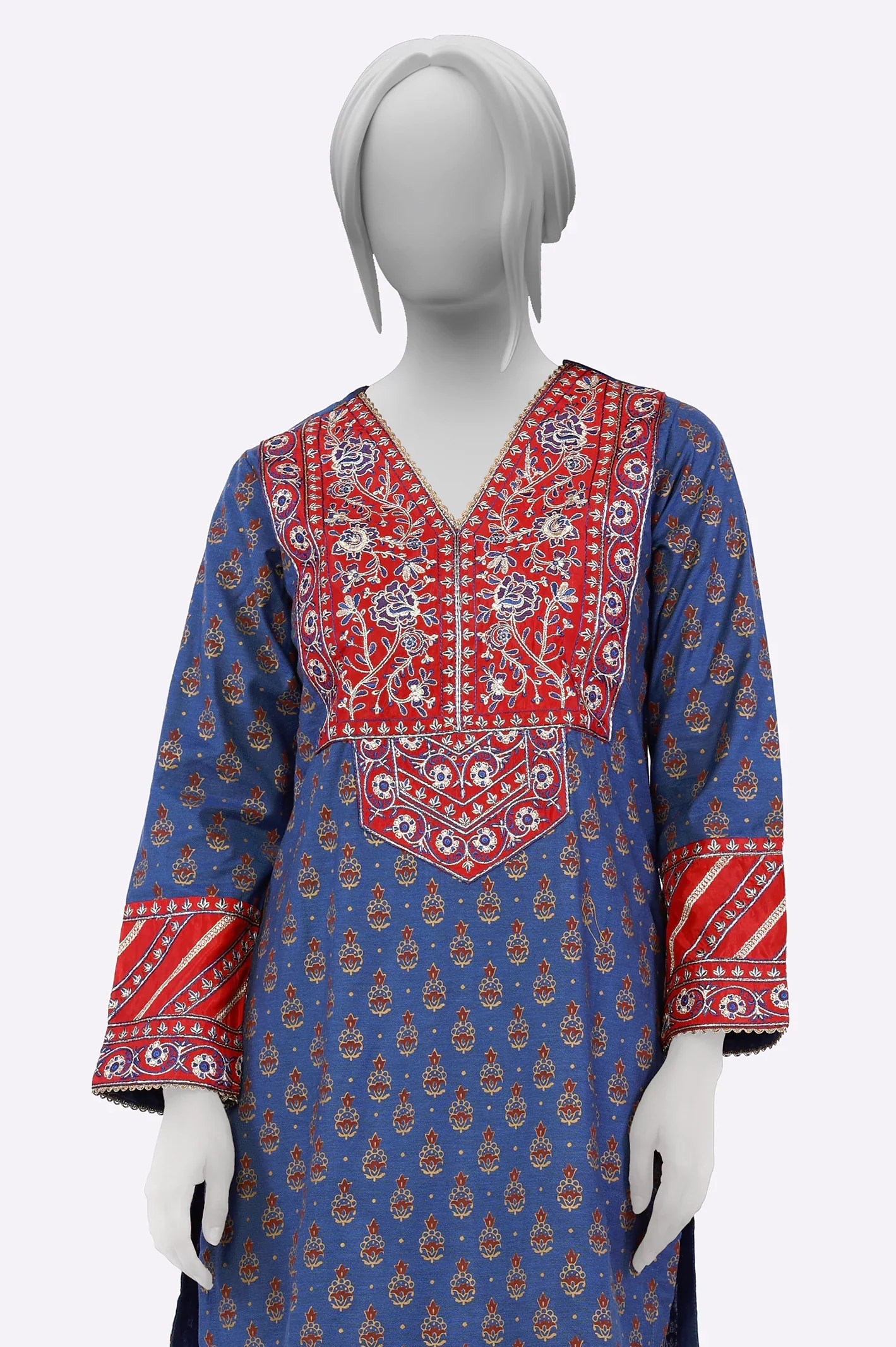 Navy Blue 2PC Embroidered Suit - Image 2