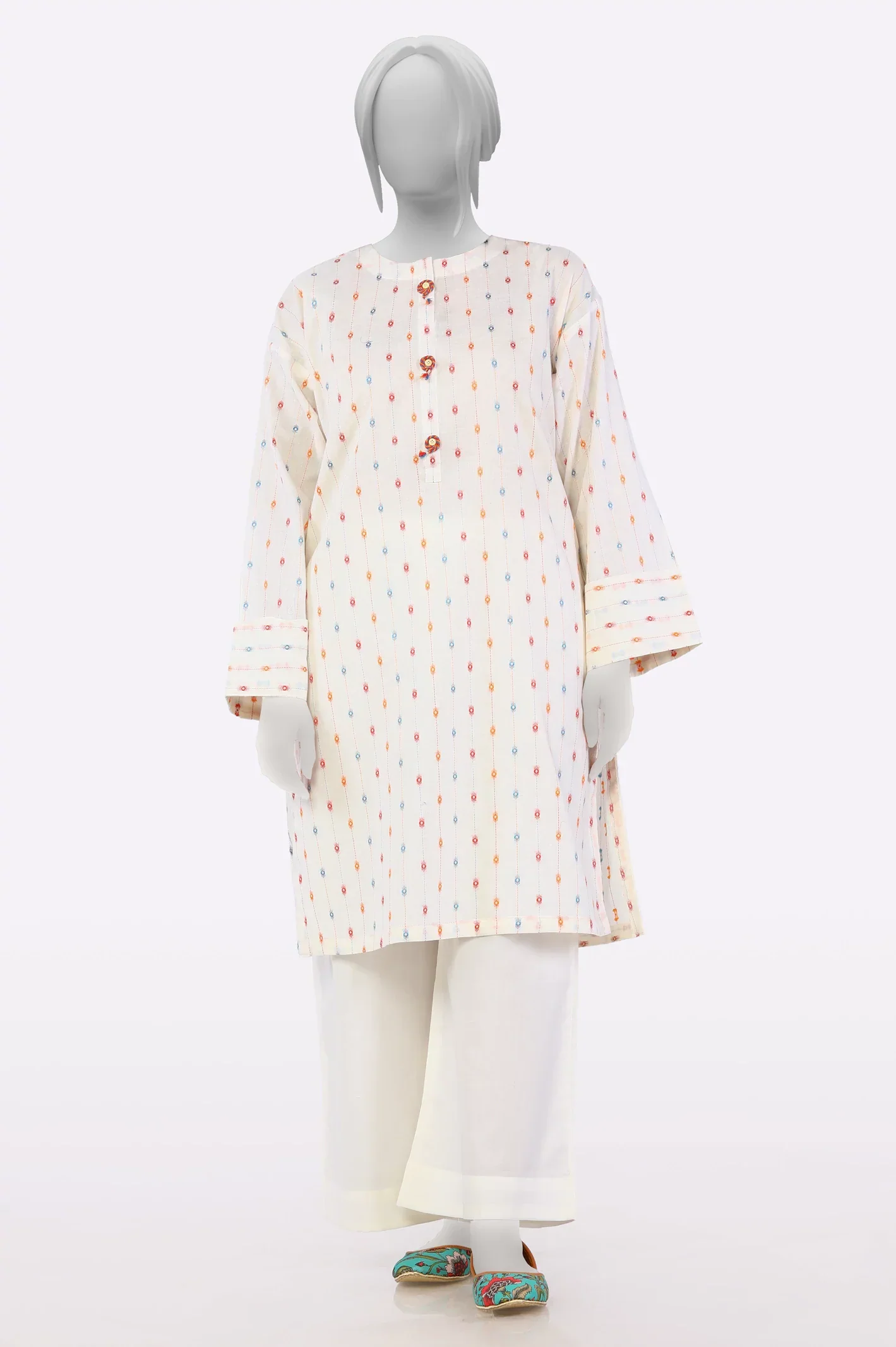 Jacquard White Stylised 2PC