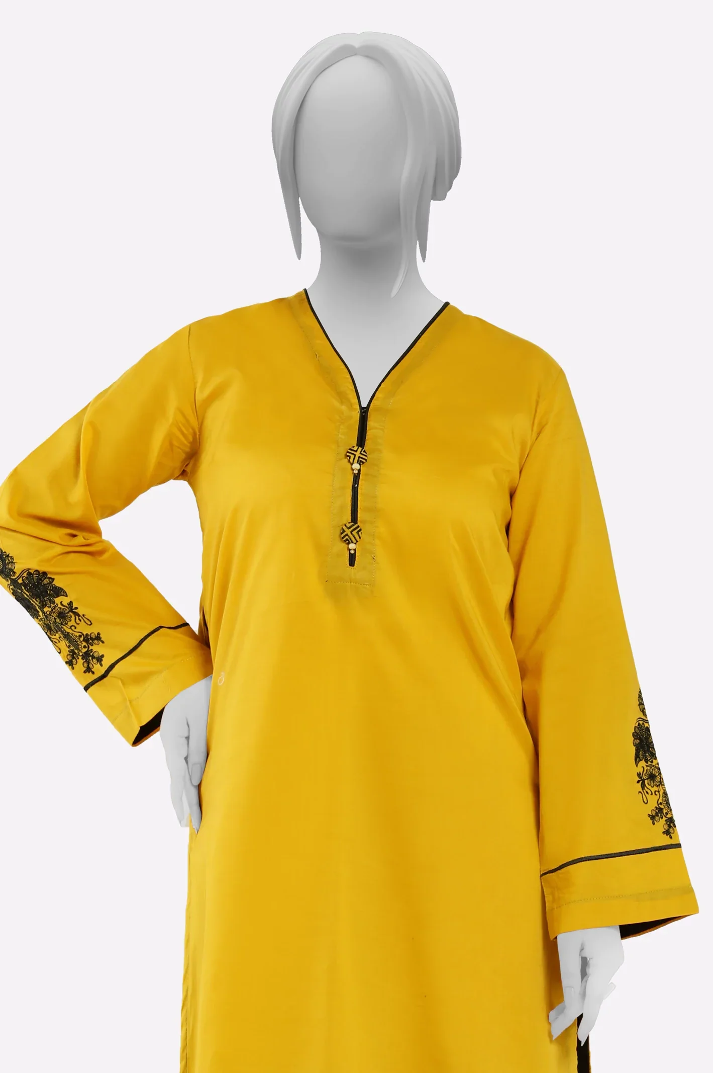 Mustard Embroidered 2PC - Image 2