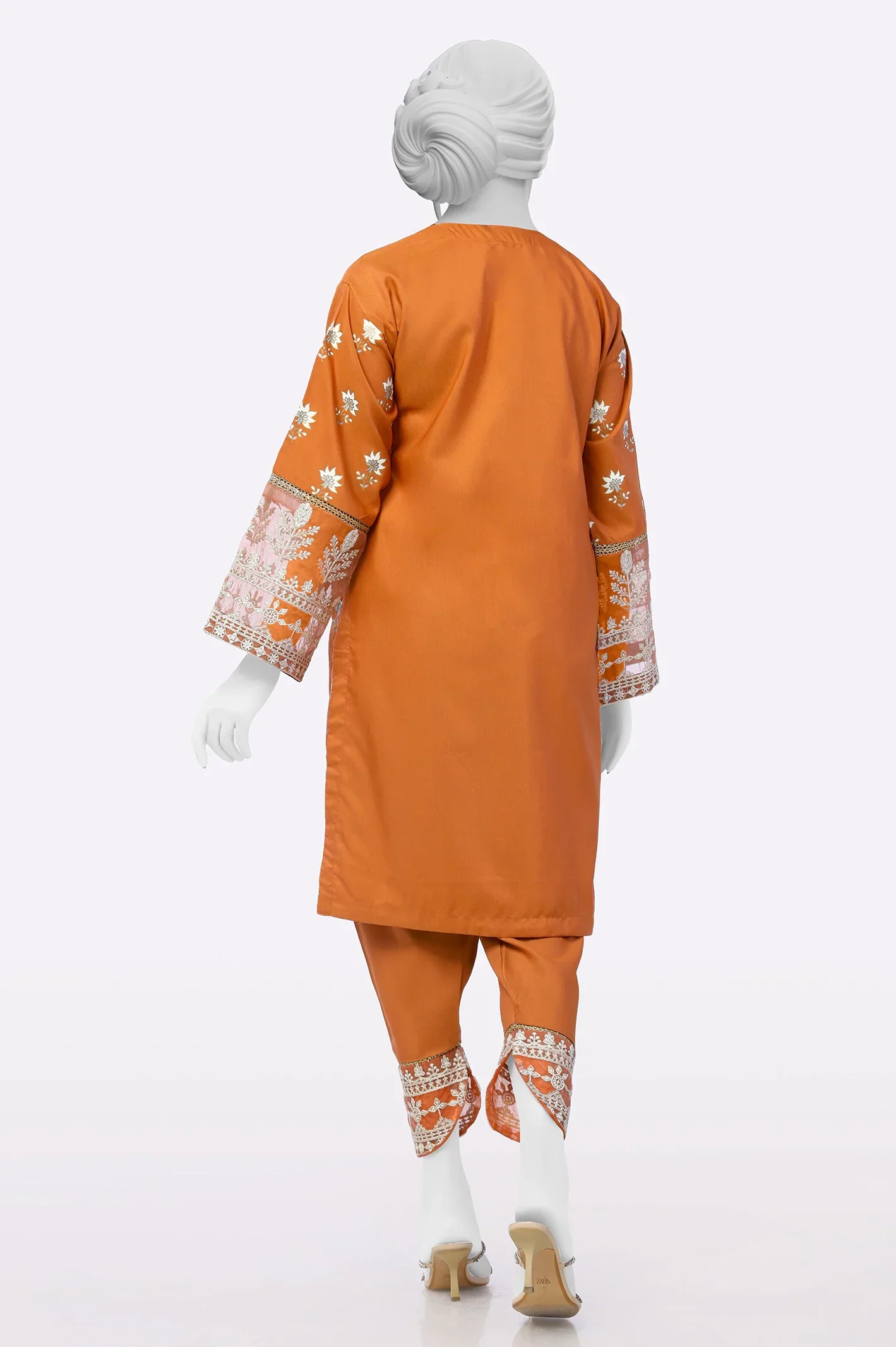 Cotton Silk Rust Embroidered 2PC - Image 3