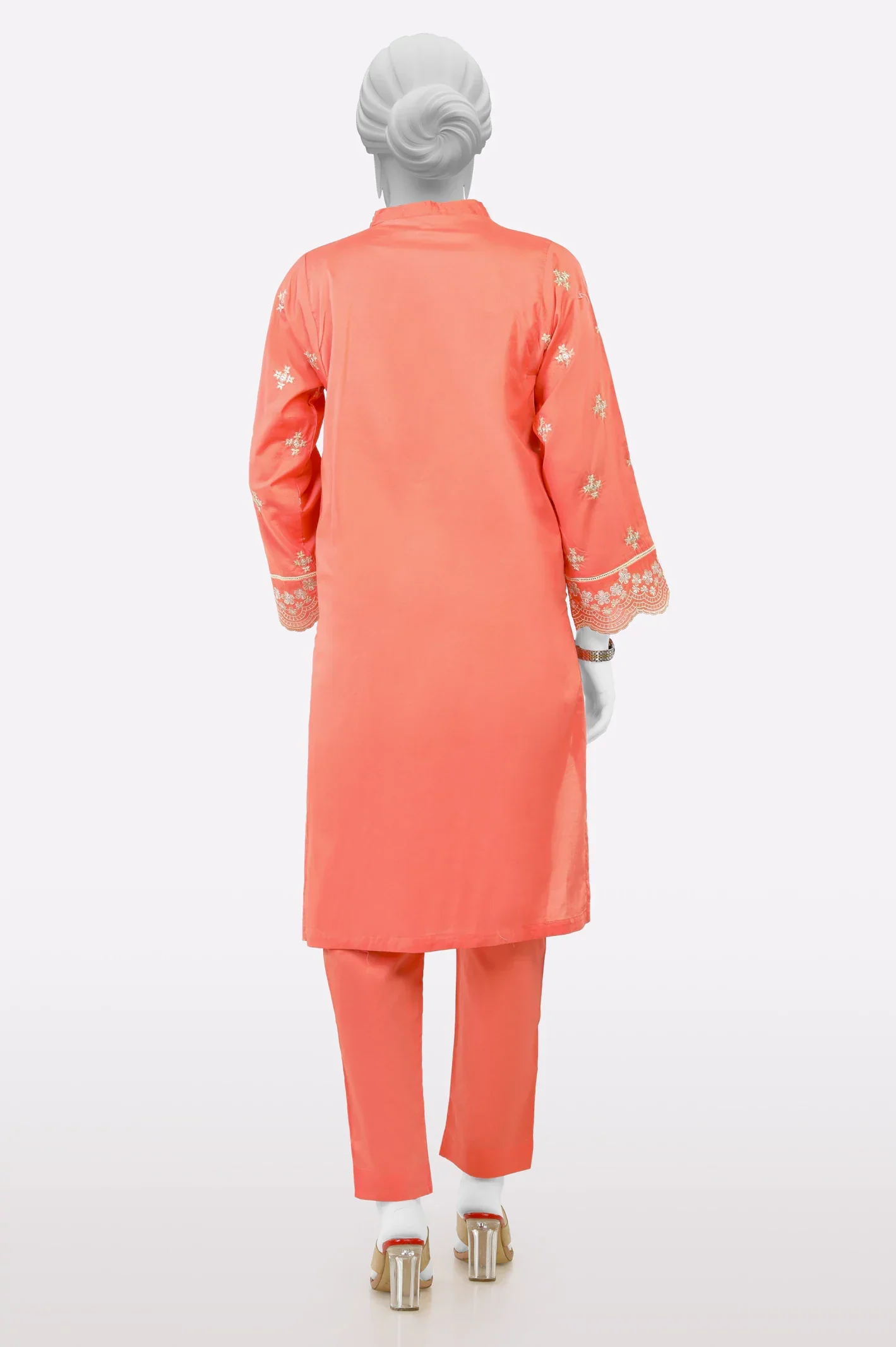 Cambric Peach Embroidered 2PC - Image 3