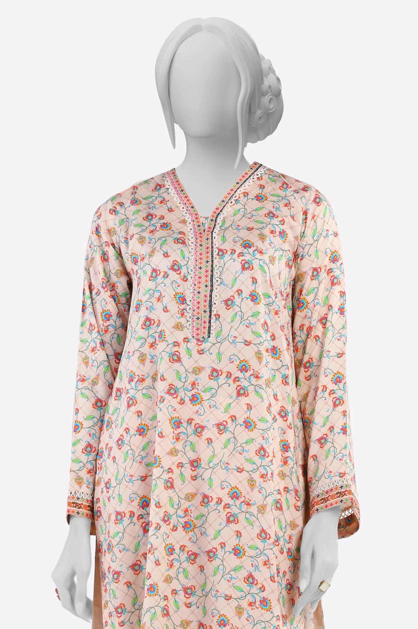 Khaddar Peach Printed 2PC - Image 2