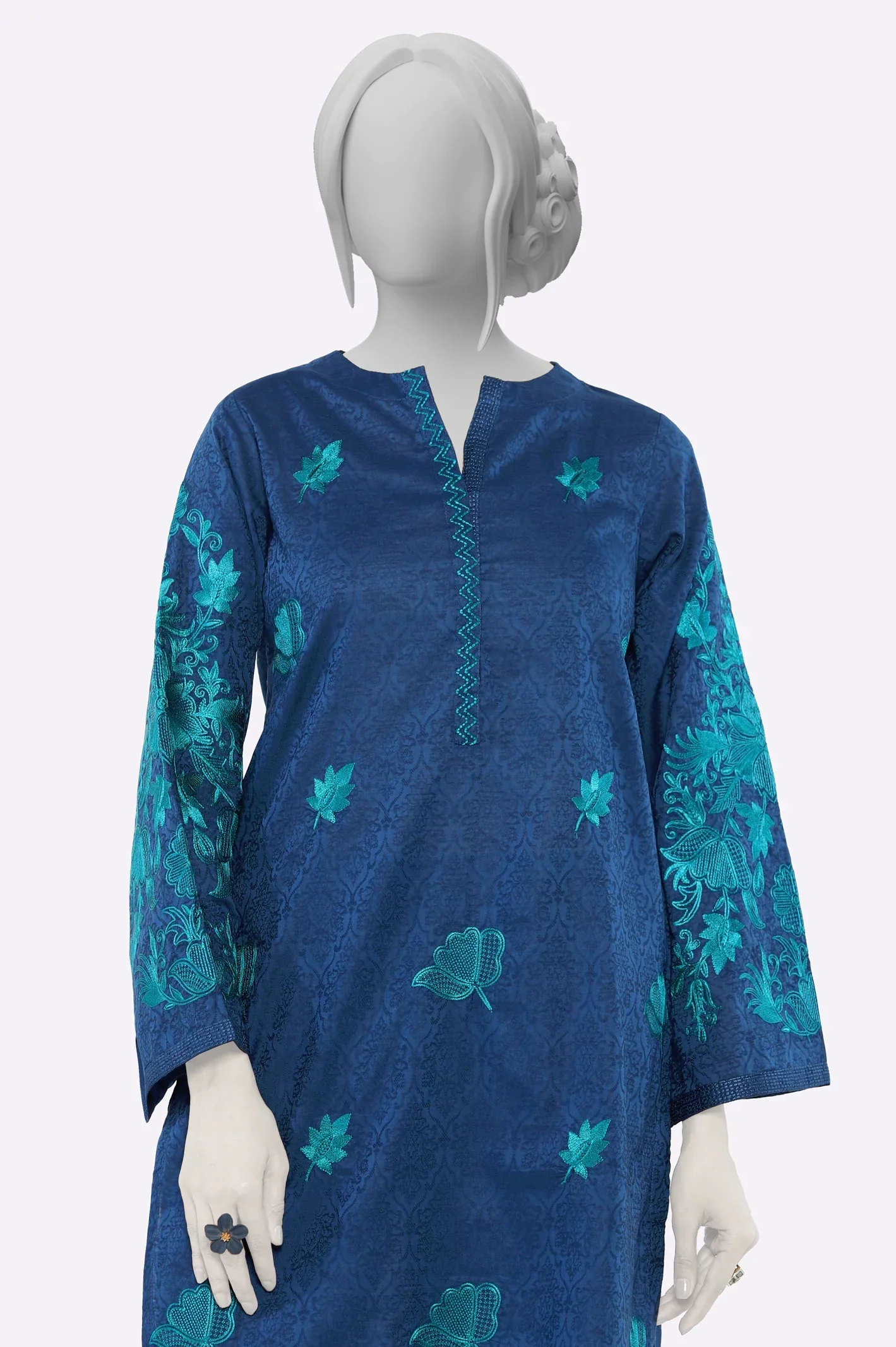 Navy Blue Embroidered 2PC - Image 2