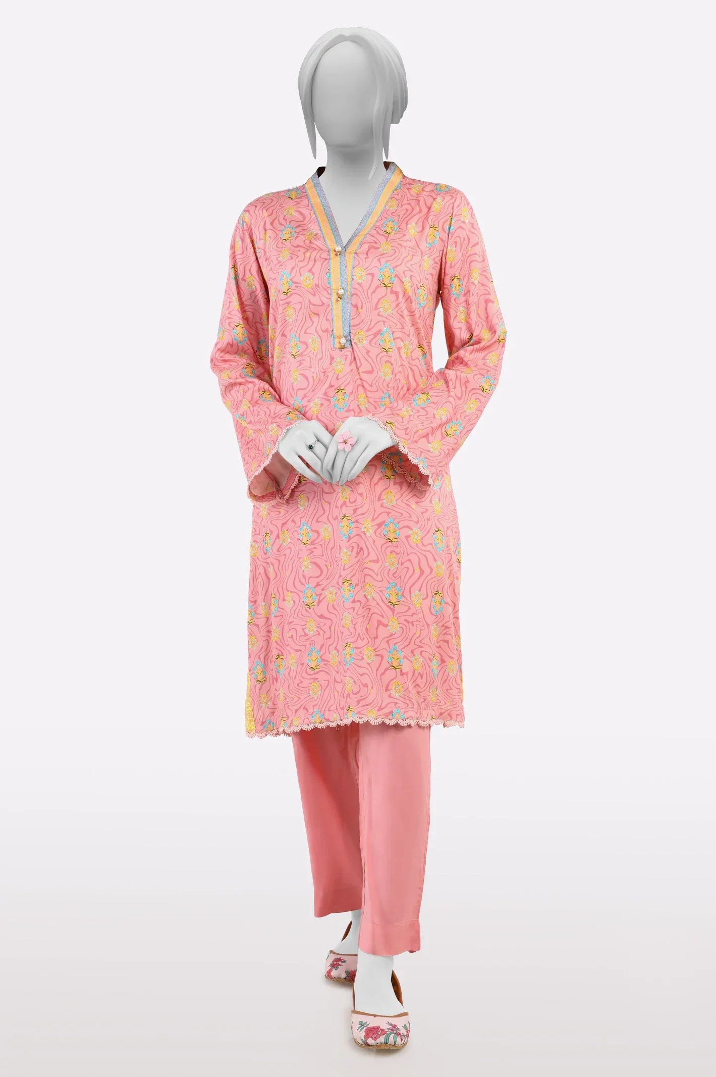 Viscose Pink Printed 2PC
