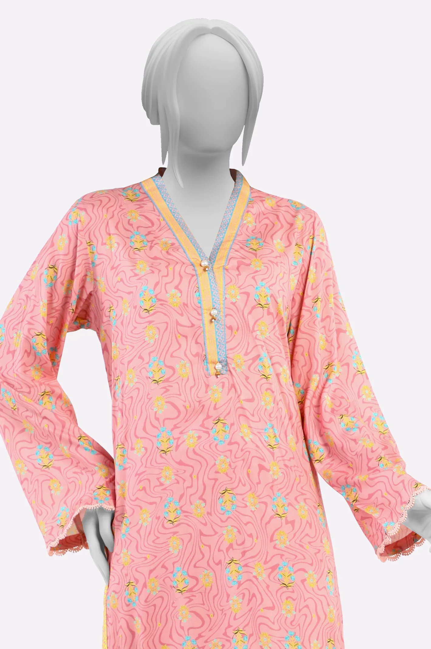 Viscose Pink Printed 2PC - Image 2