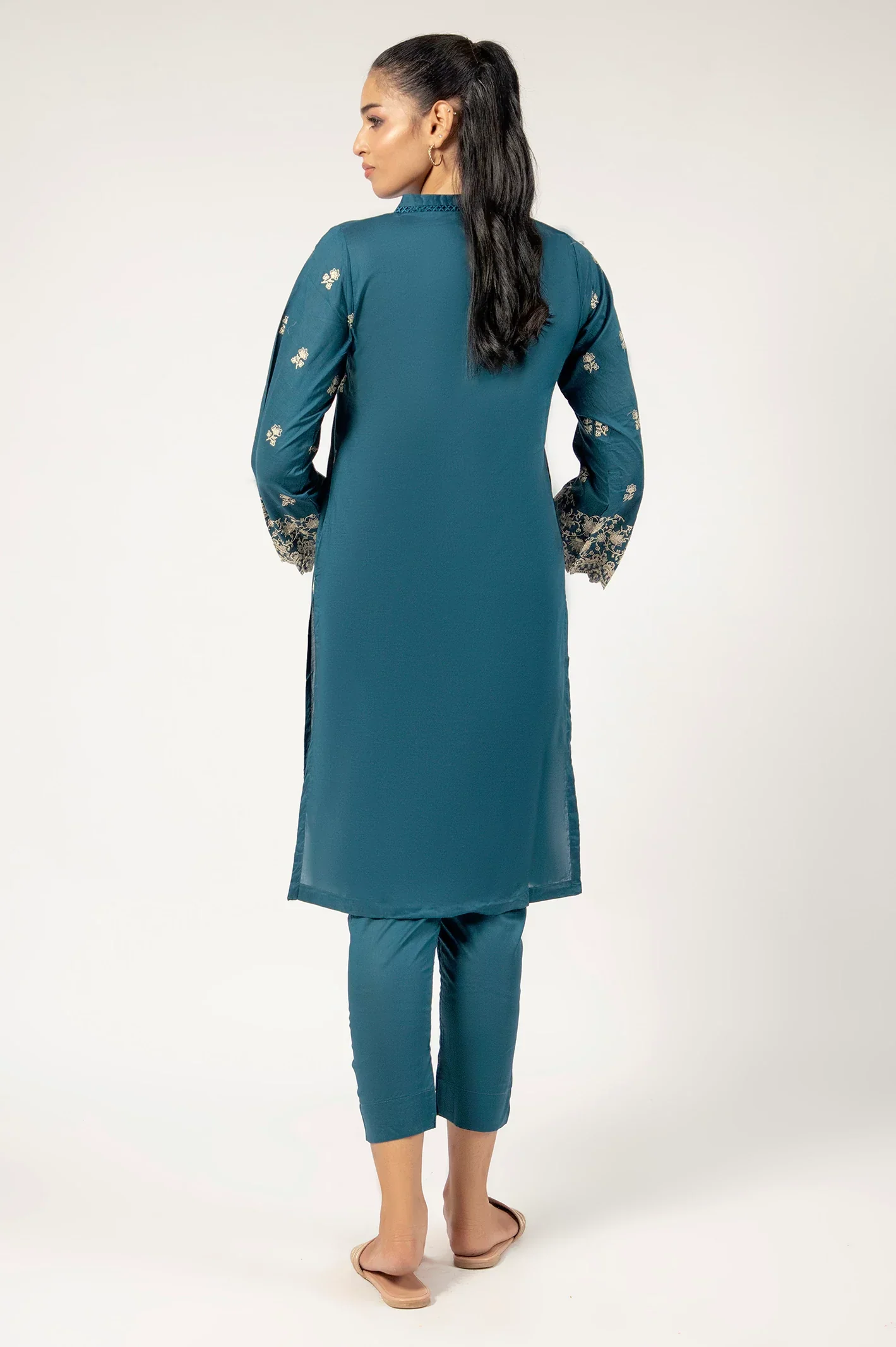 Embroidered Cambric-Navy Blue 2PC - Image 4