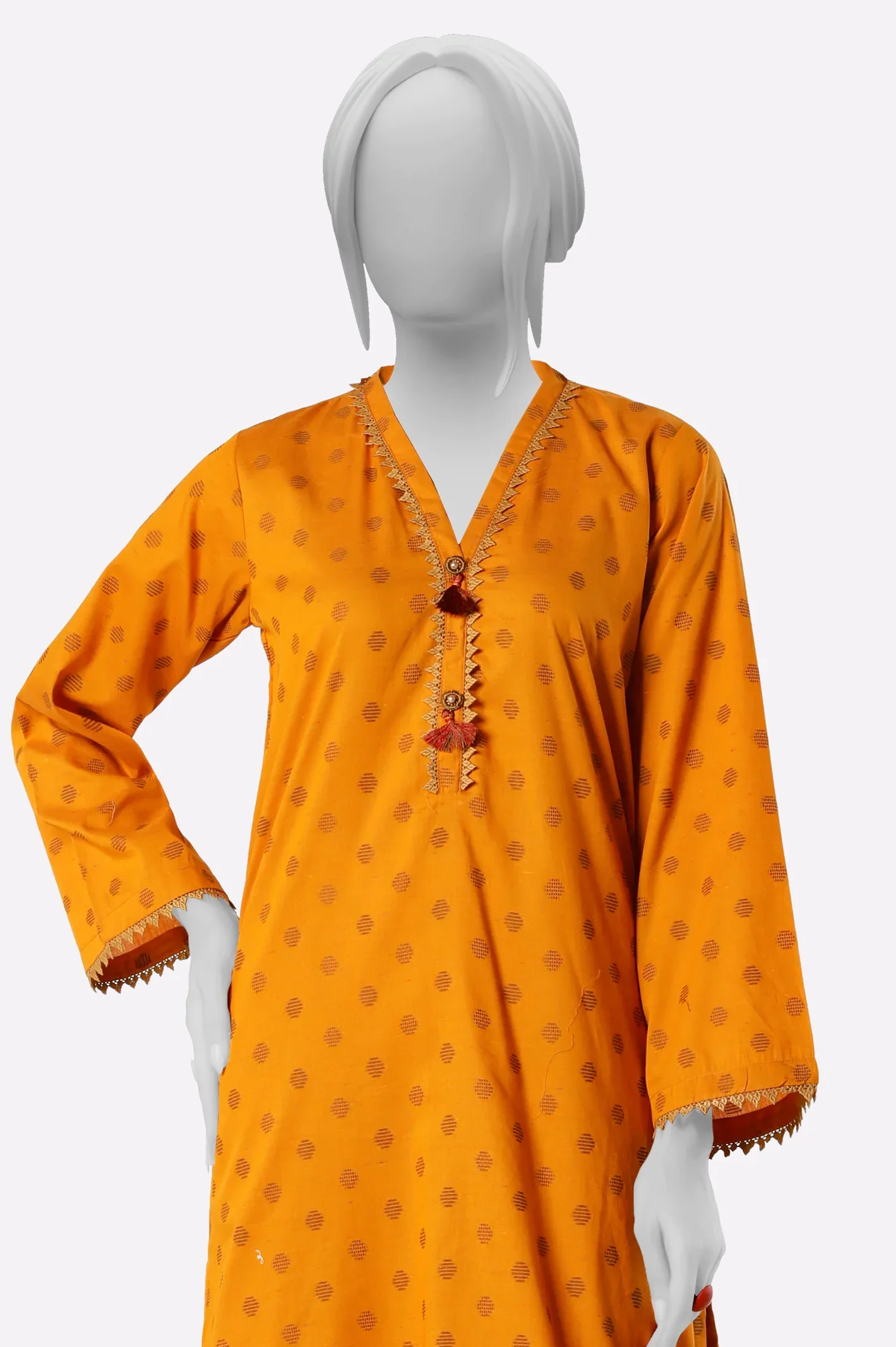 Jacquard Orange Stylised 2PC - Image 2