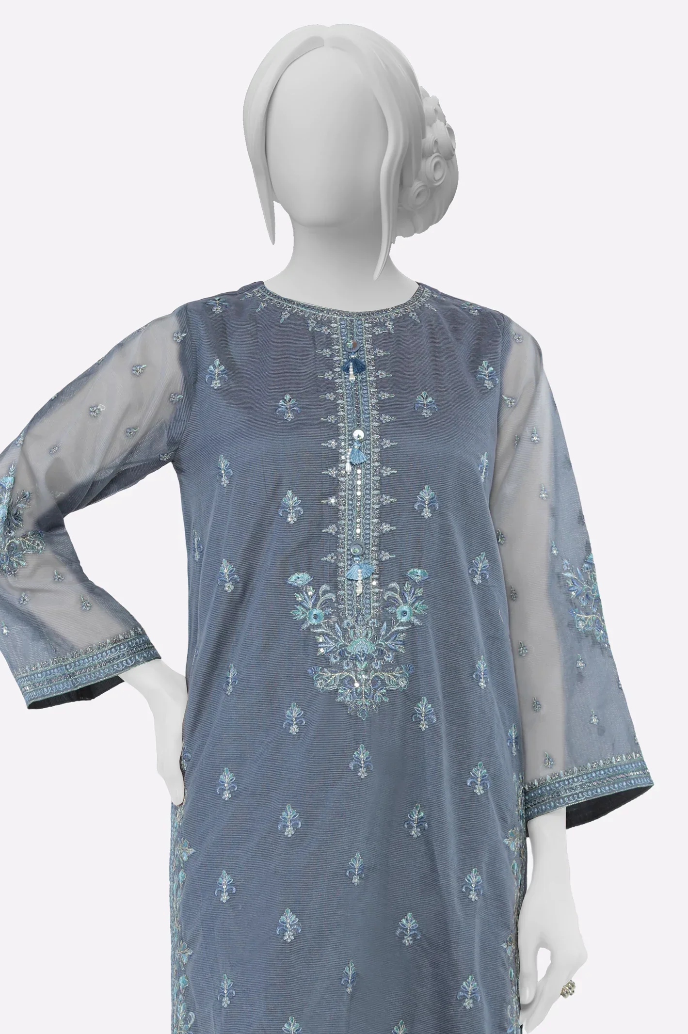 Karandi Grey Embroidered 2PC - Image 2