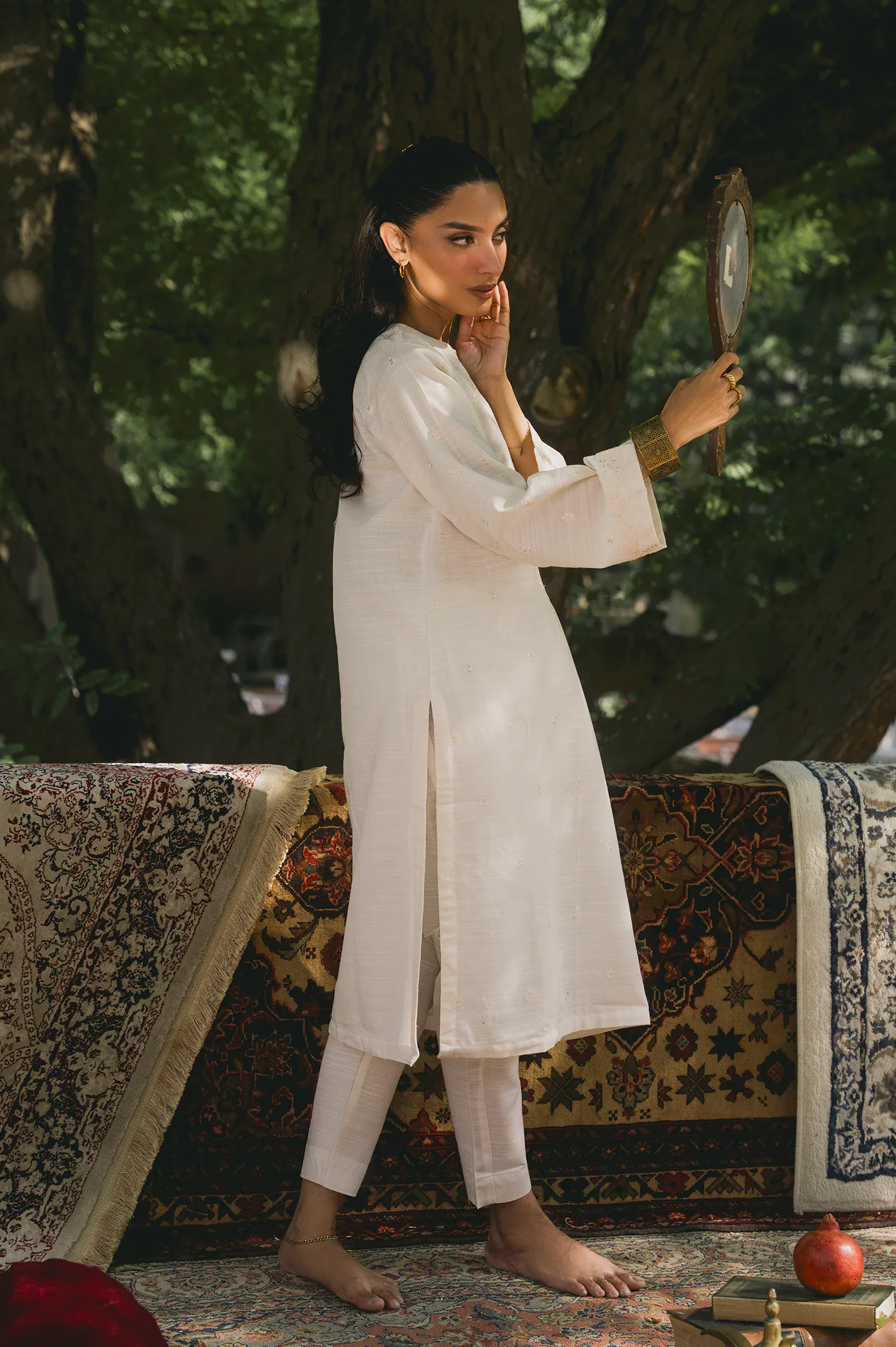 Embroidered Khaddar-Off White 2PC - Image 5