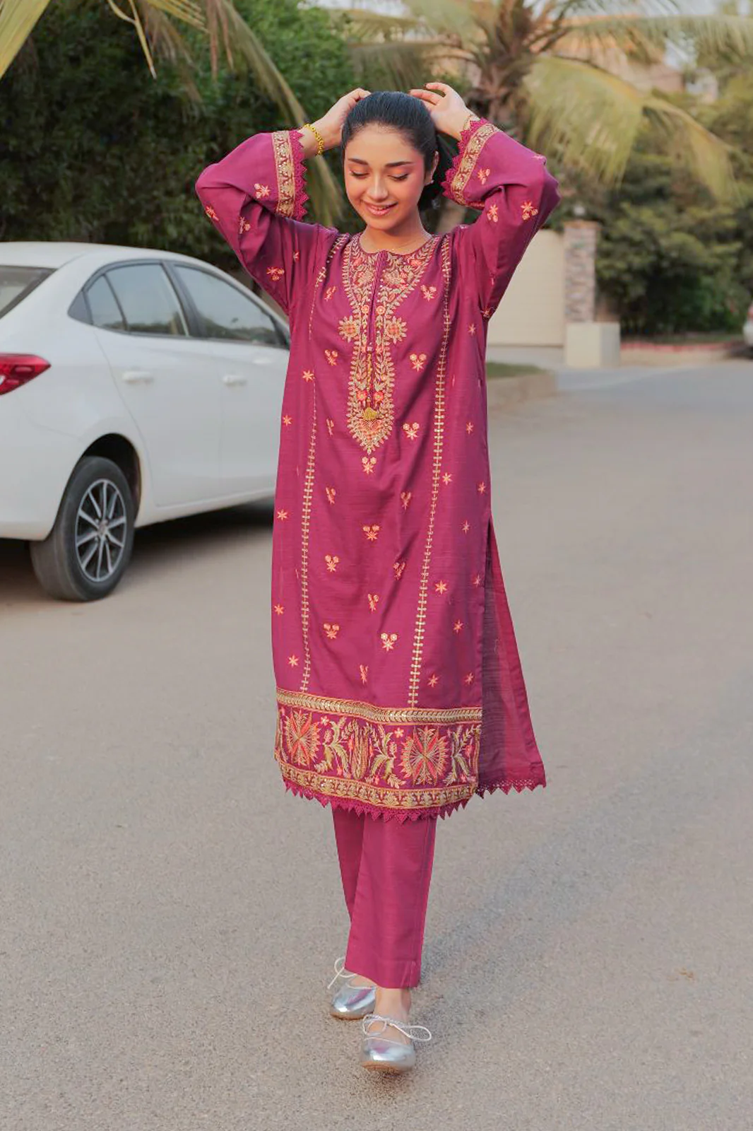 Embroidered Khaddar-Purple 2PC