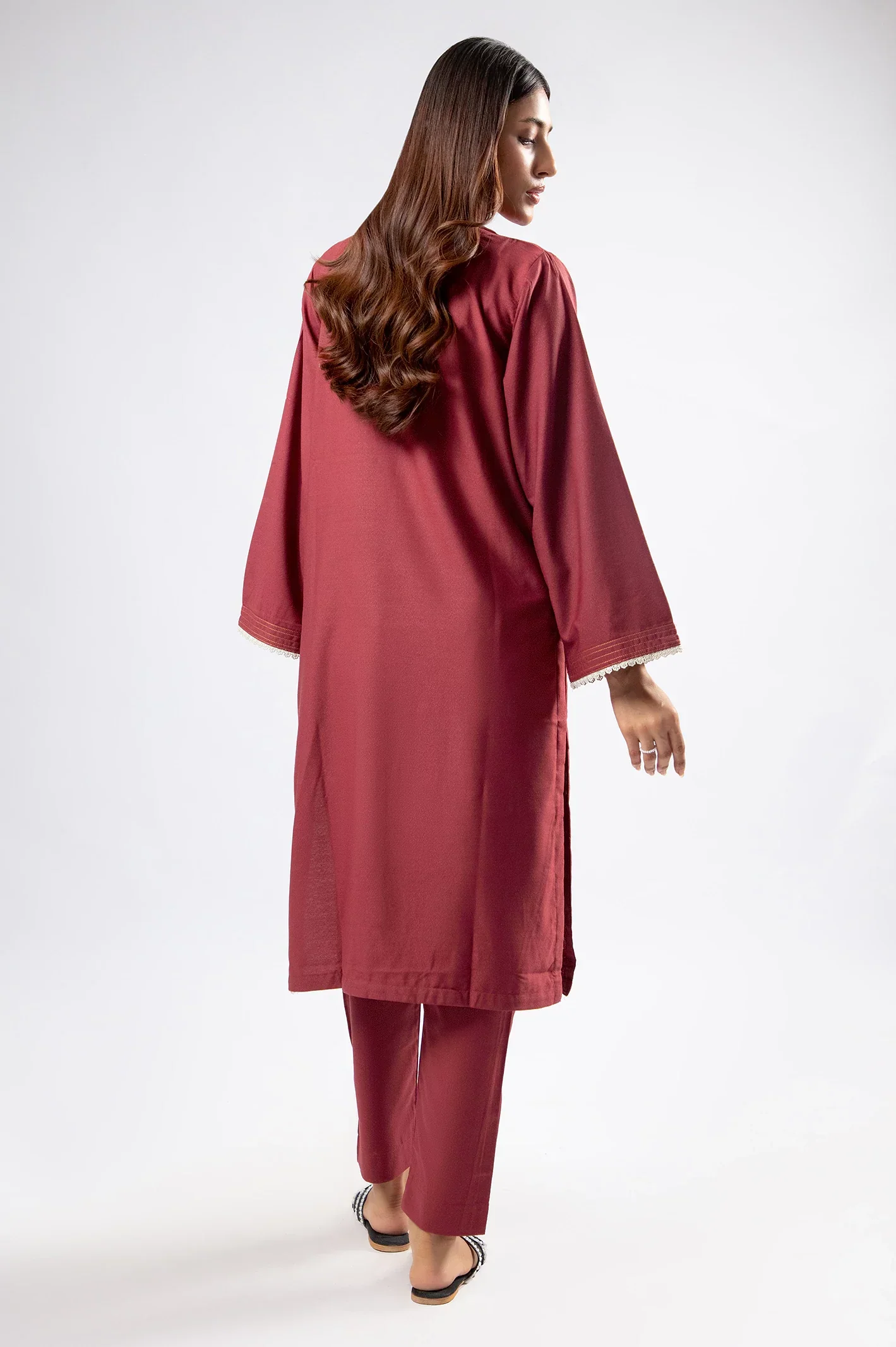 Embroidered Ayudia-Maroon 2PC - Image 4
