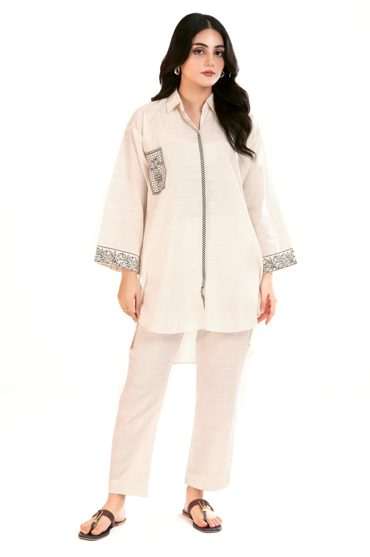 Printed Khaddar-Off White 2PC