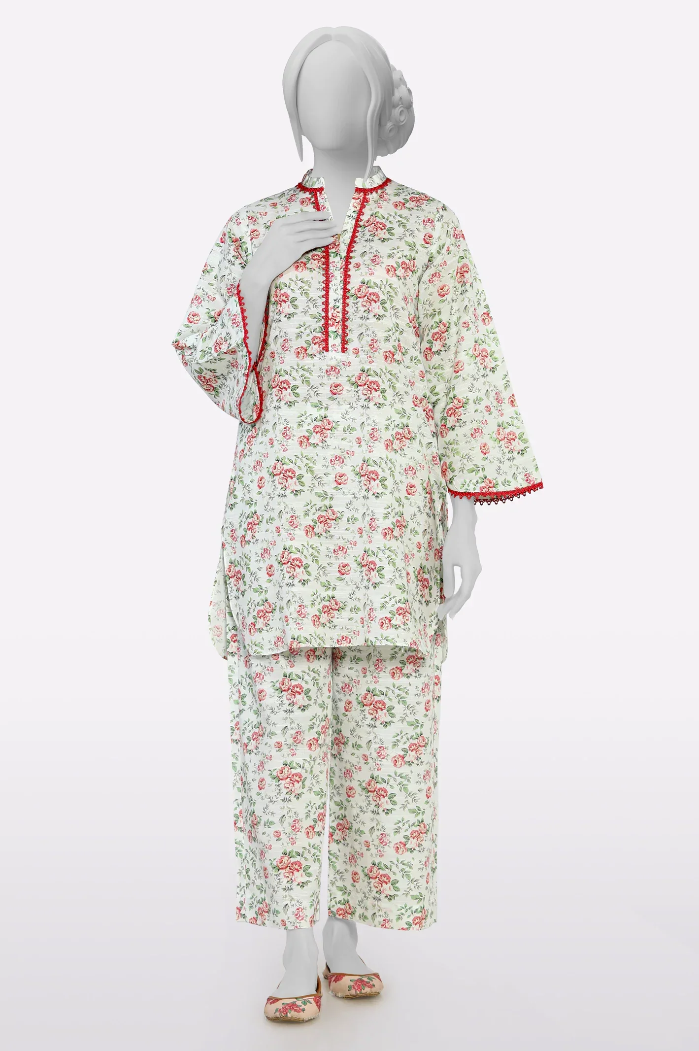 Khaddar White Printed 2PC