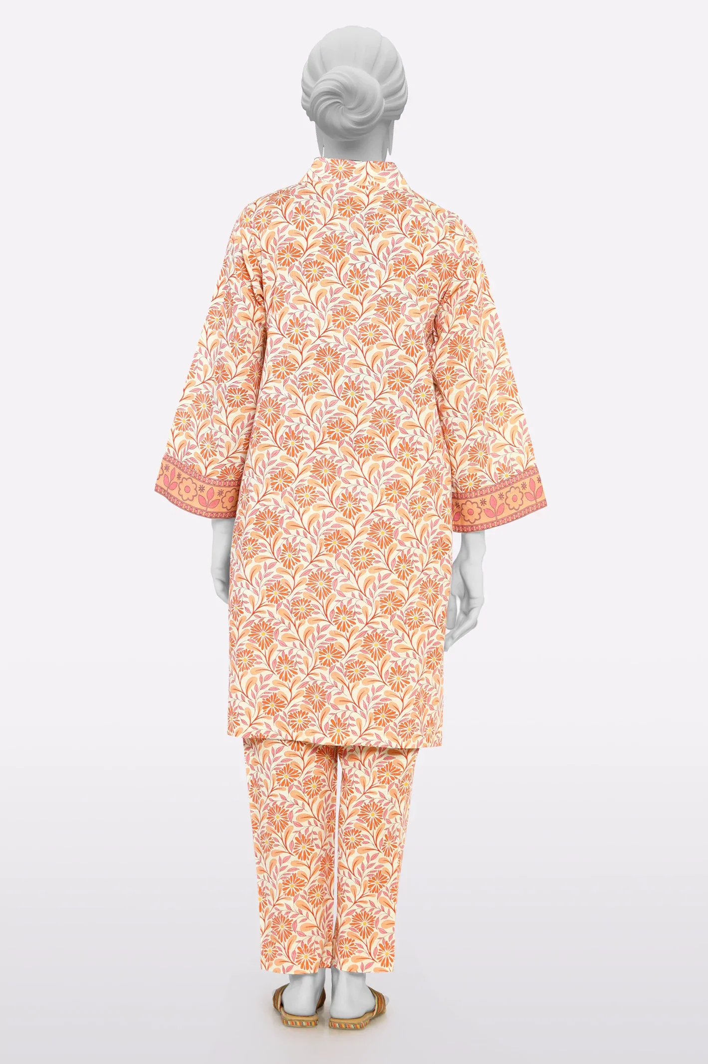 Khaddar Orange Printed 2PC - Image 3