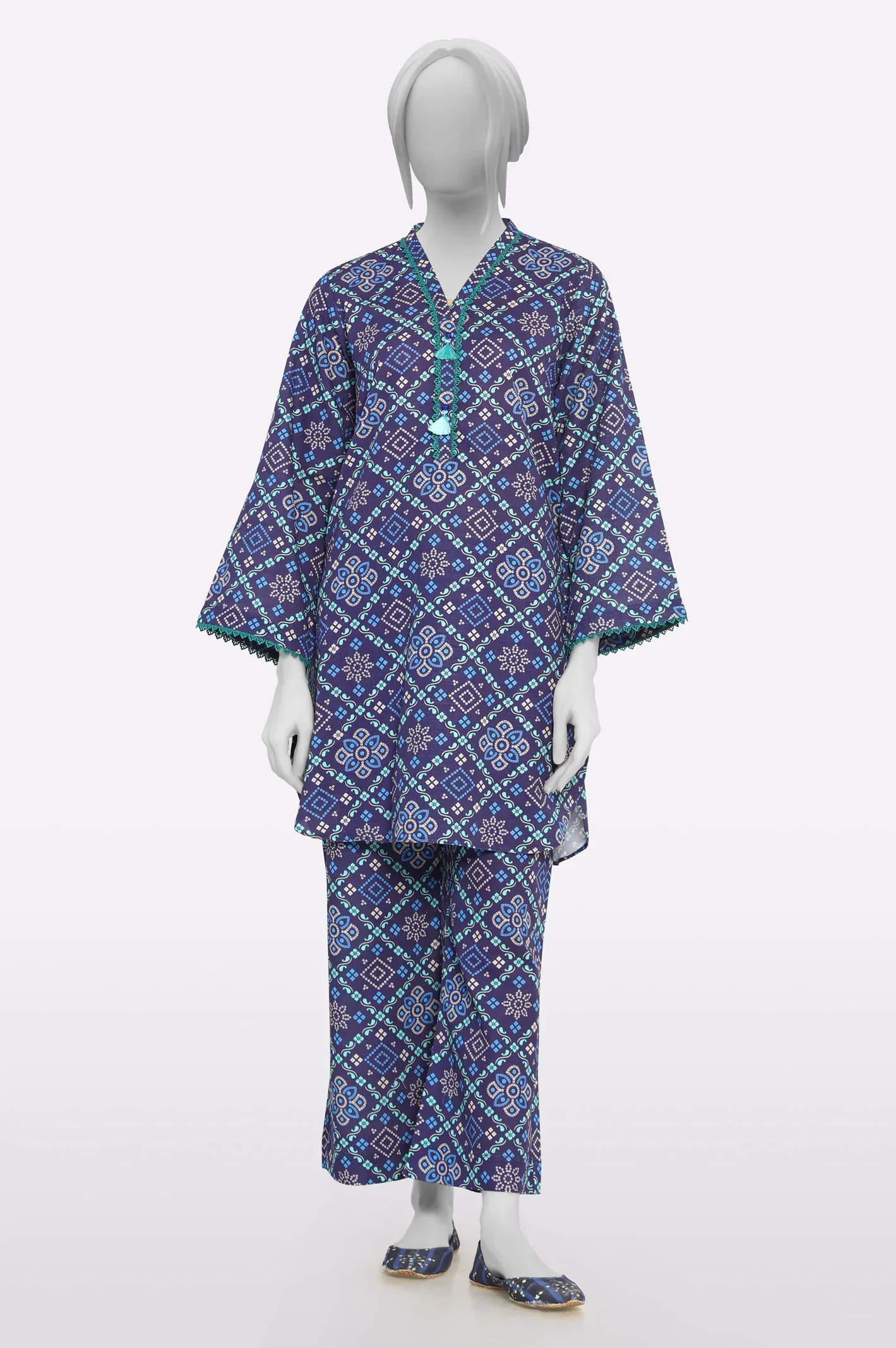 Khaddar Purple Printed 2PC