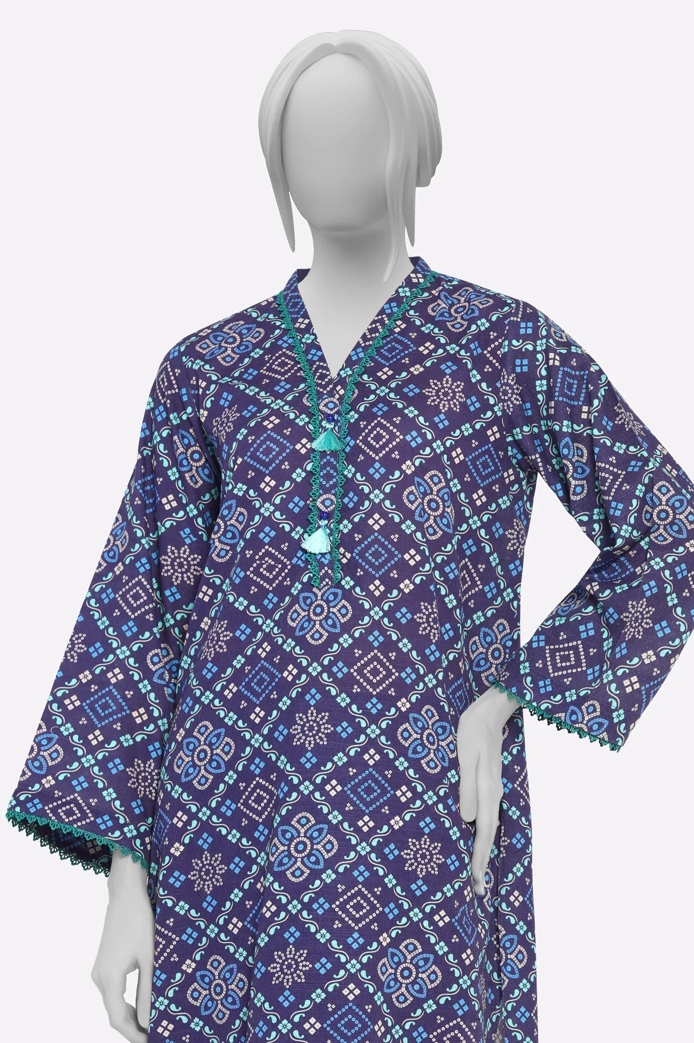 Khaddar Purple Printed 2PC - Image 2