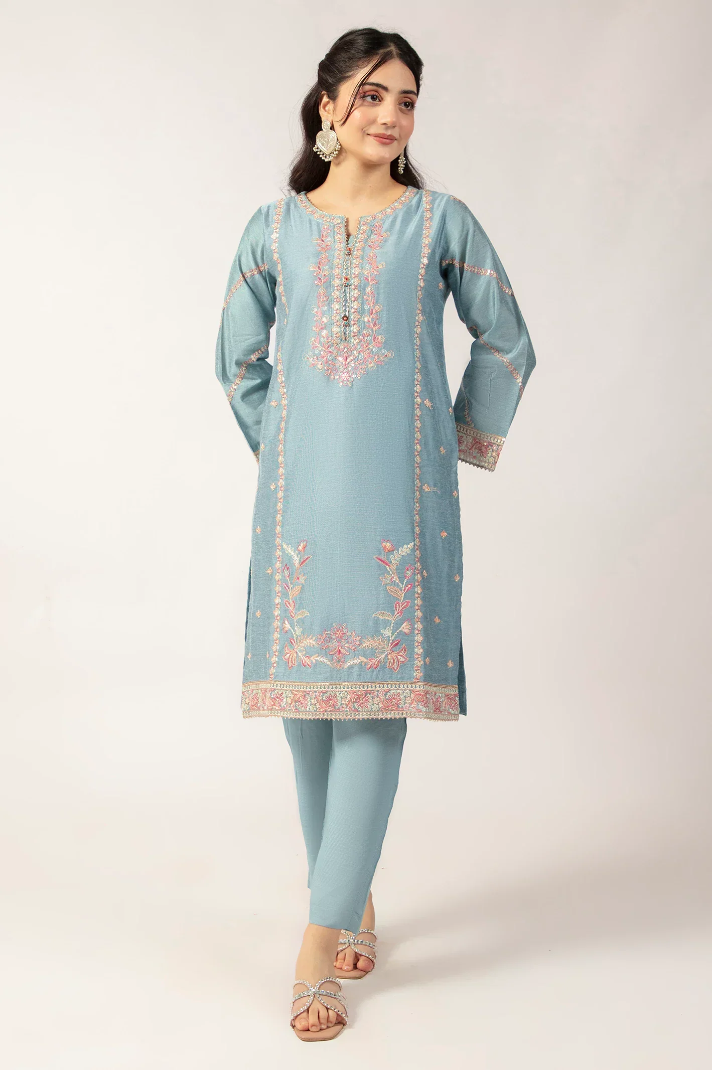 Light Blue Embroidered 2PC - Image 3