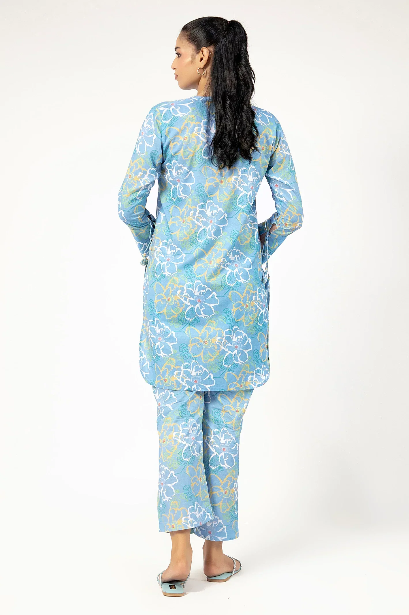 Printed Cambric-Light Blue 2PC - Image 4