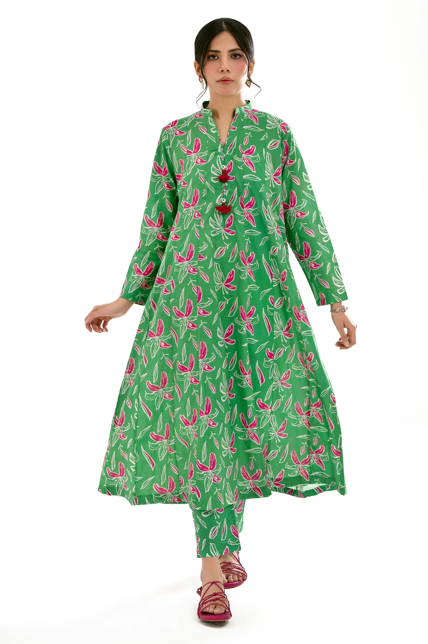 Printed Cambric-Green 2PC