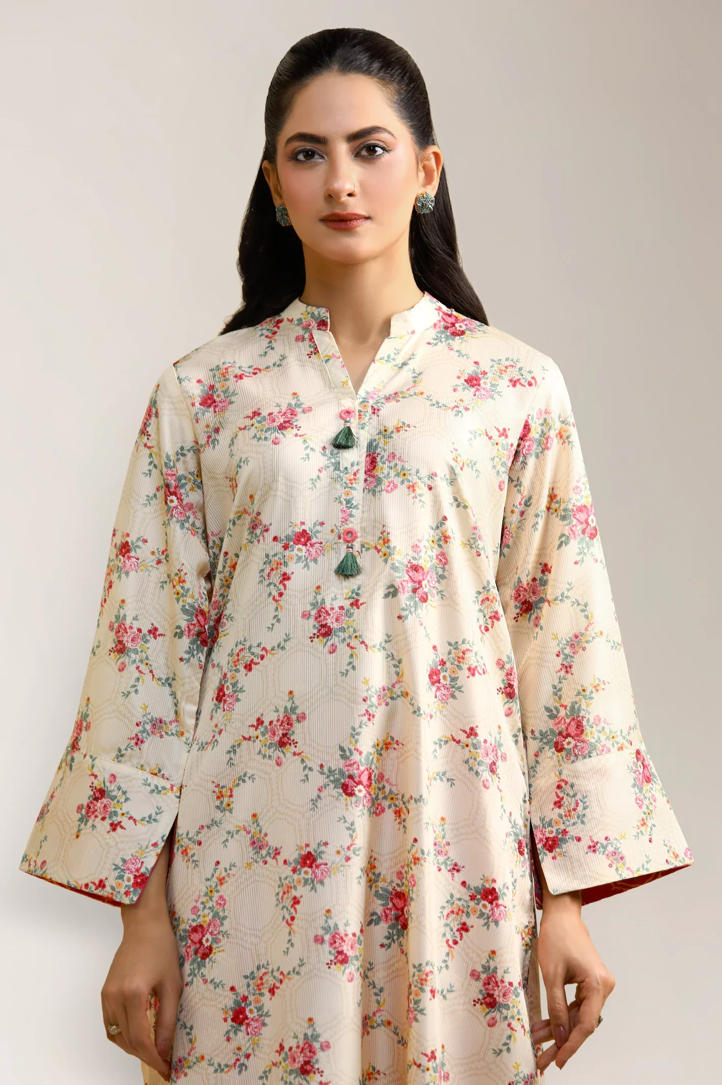 Printed Road Line Silk-Olive 2PC - Image 2