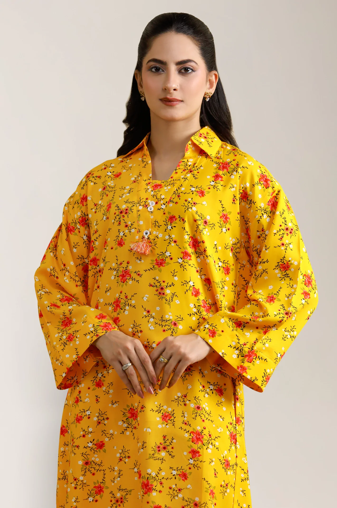 Printed Viscose Linen-Yellow 2PC - Image 2